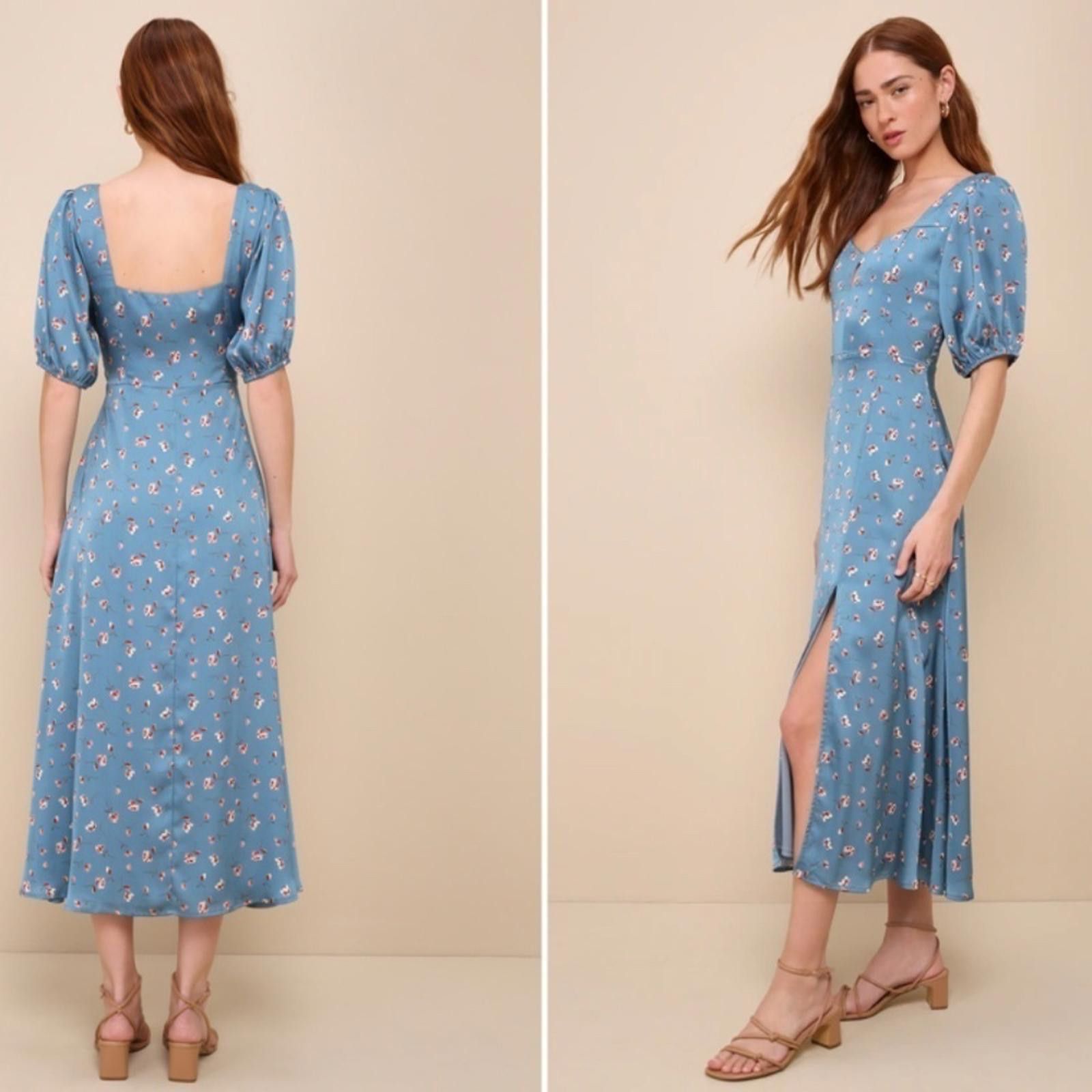 Lulus LULUS Floral Chic Retro Vintage Inspired Satin Flowy Midi Size S / US 4 / IT 40 - 4 Thumbnail