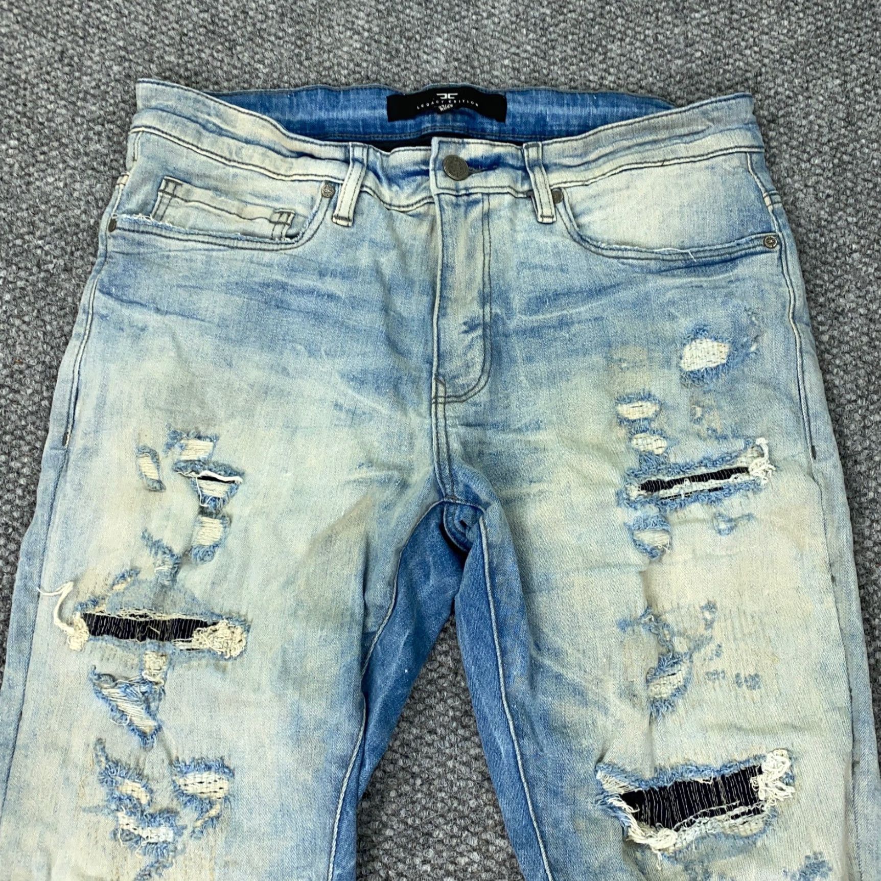 Jordan Craig Jordan Craig Lagacy Edition Jeans Mens 34x30 Blue Distressed Stretch Denim 5-Pocket Straight Inseam 29in Regular Size Mens Size US 34 / EU 50 - 2 Thumbnail