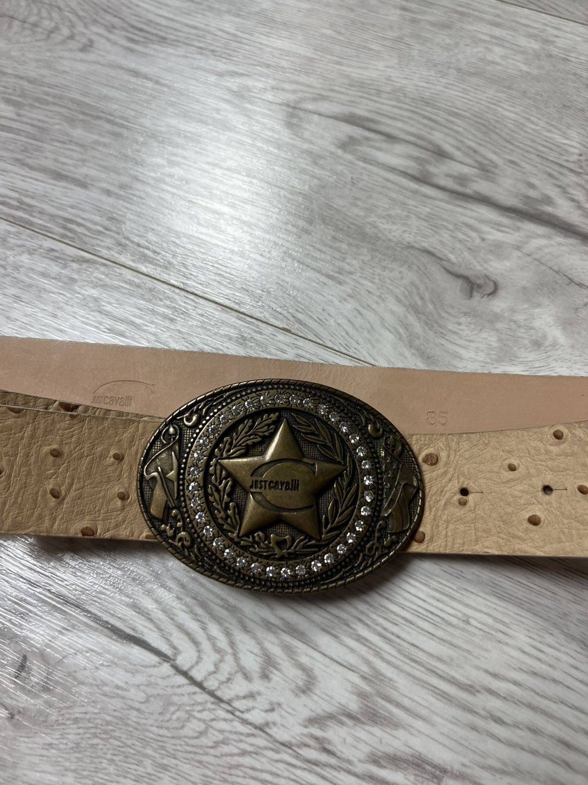 Just Cavalli × Vintage Y2K Just Cavalli Leather Belt With Large Star Buckle Size ONE SIZE - 2 Thumbnail