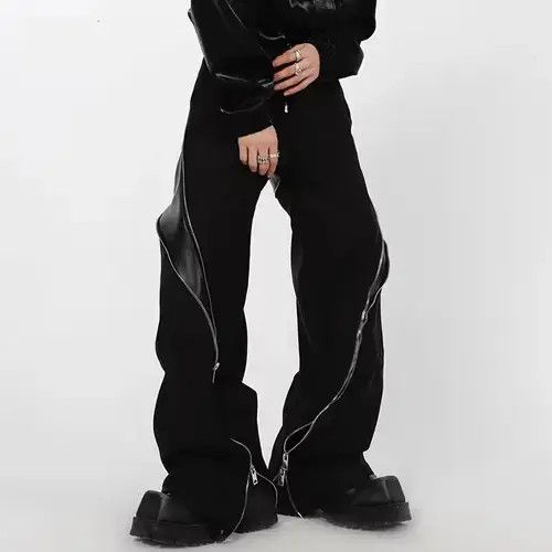 Jean Zipper Men Pants Vertical Straight Trousers Size US 29 - 1 Thumbnail