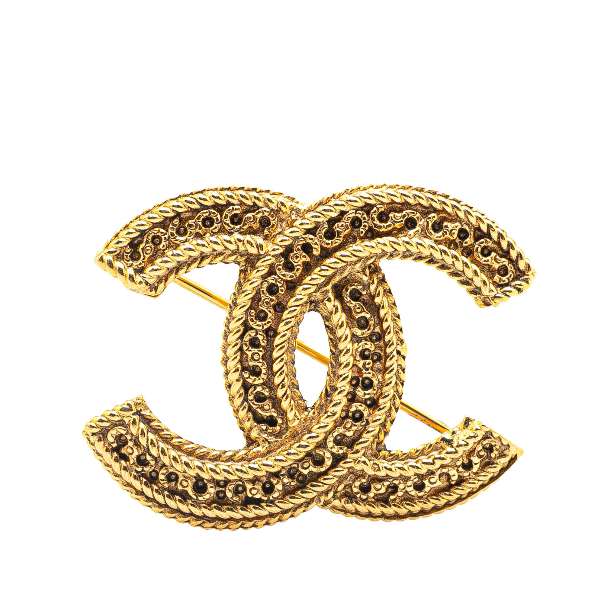 Chanel Chanel Gold Plated CC Brooch Size ONE SIZE - 1 Thumbnail