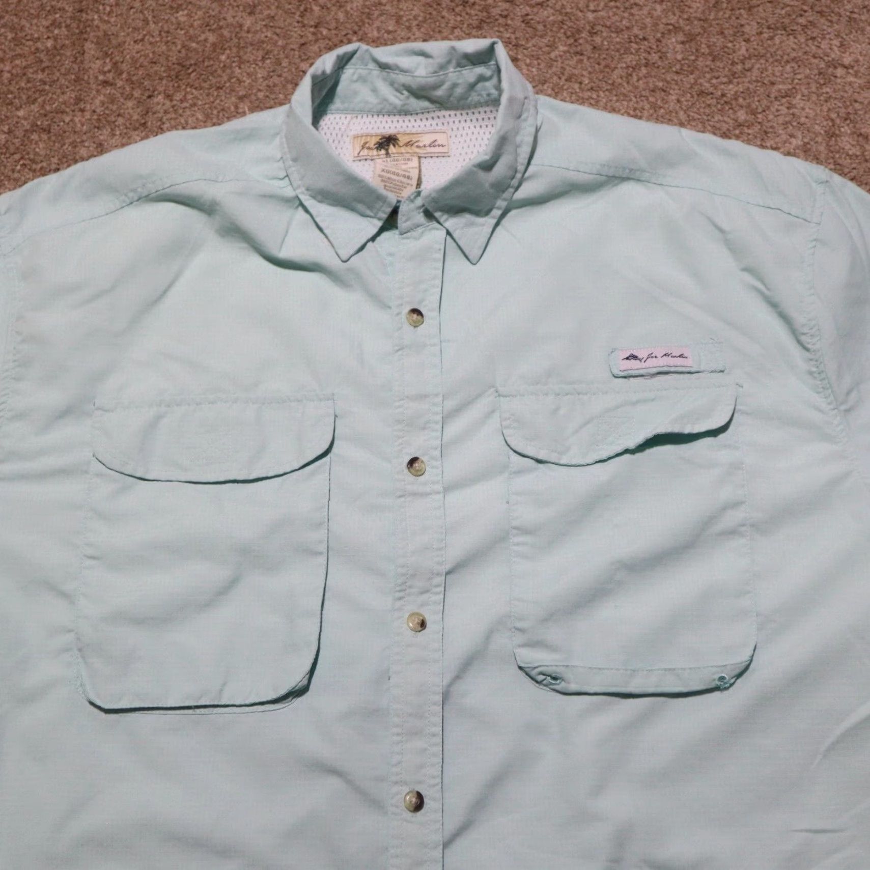 Vintage Joe Marlin Shirt Adult XL Blue Short Sleeve Button-Up Size US XL / EU 56 / 4 - 2 Thumbnail