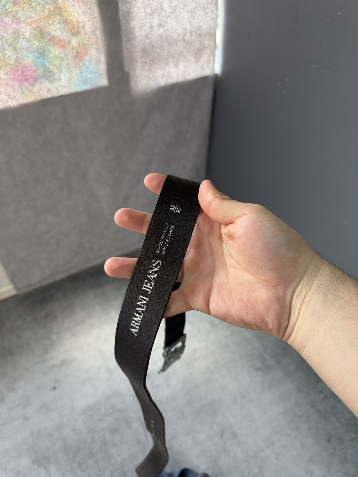 Armani Vintage Armani Jeans Leather Black Belt Rare Buckle Logo Size ONE SIZE - 6 Thumbnail