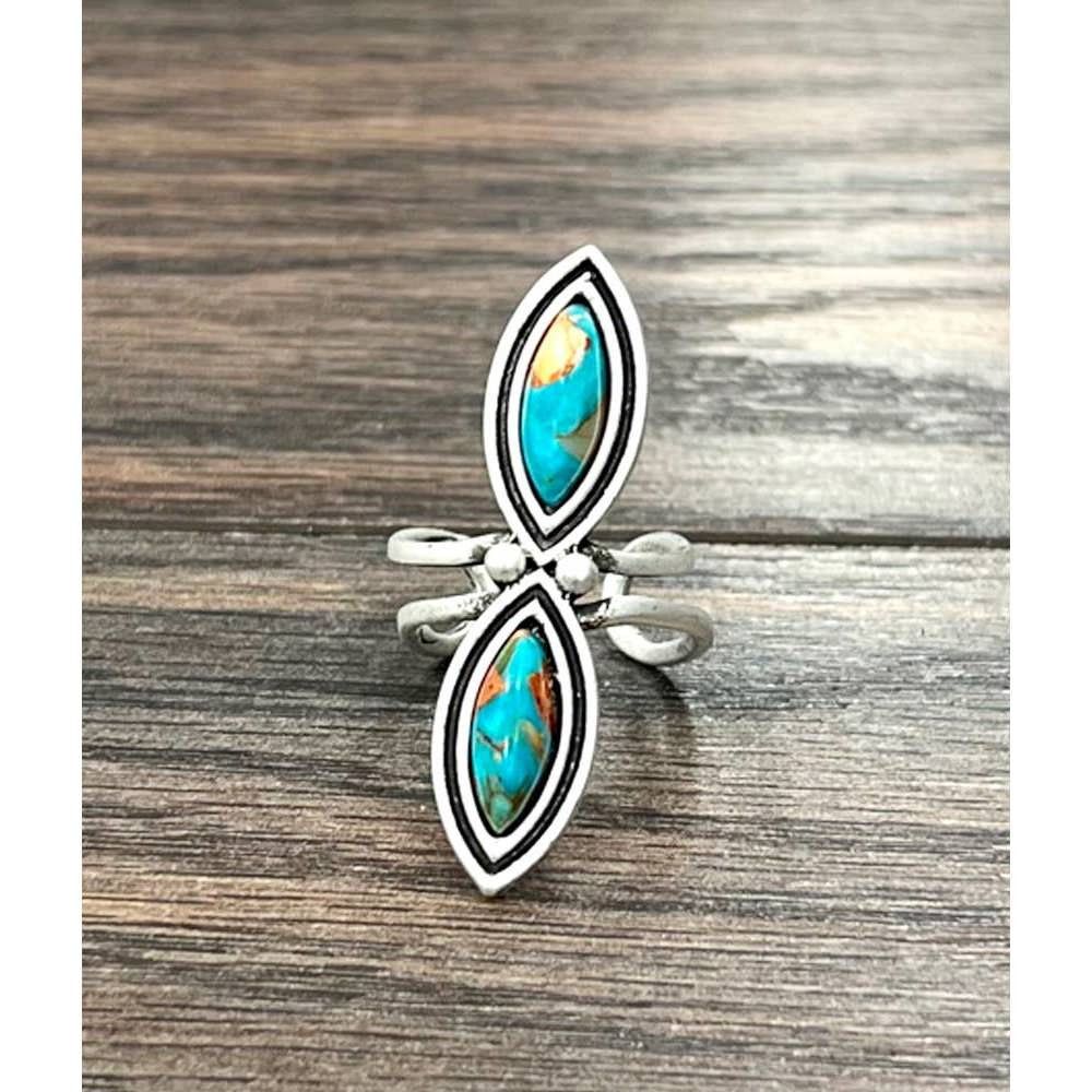 Other Gemstone Southwestern Boho Adjustable Statement Ring with U Size ONE SIZE - 1 Thumbnail