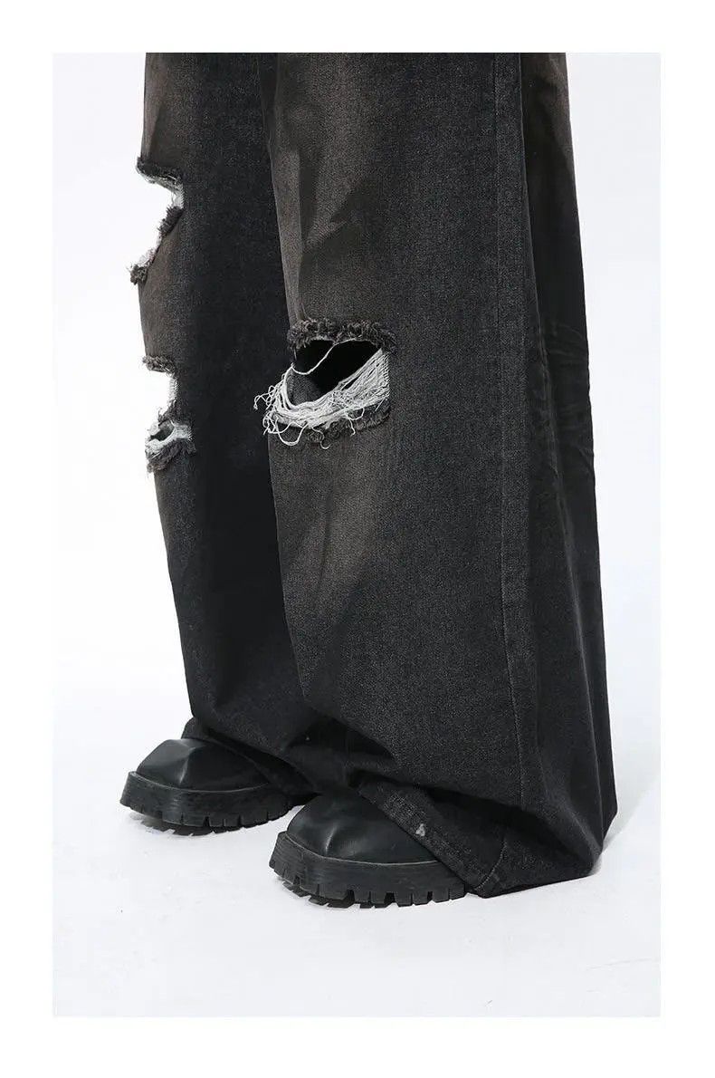 Japanese Brand × Jean Distressed Baggy Wide Leg Flared Denim Jeans Size US 28 / EU 44 - 6 Thumbnail