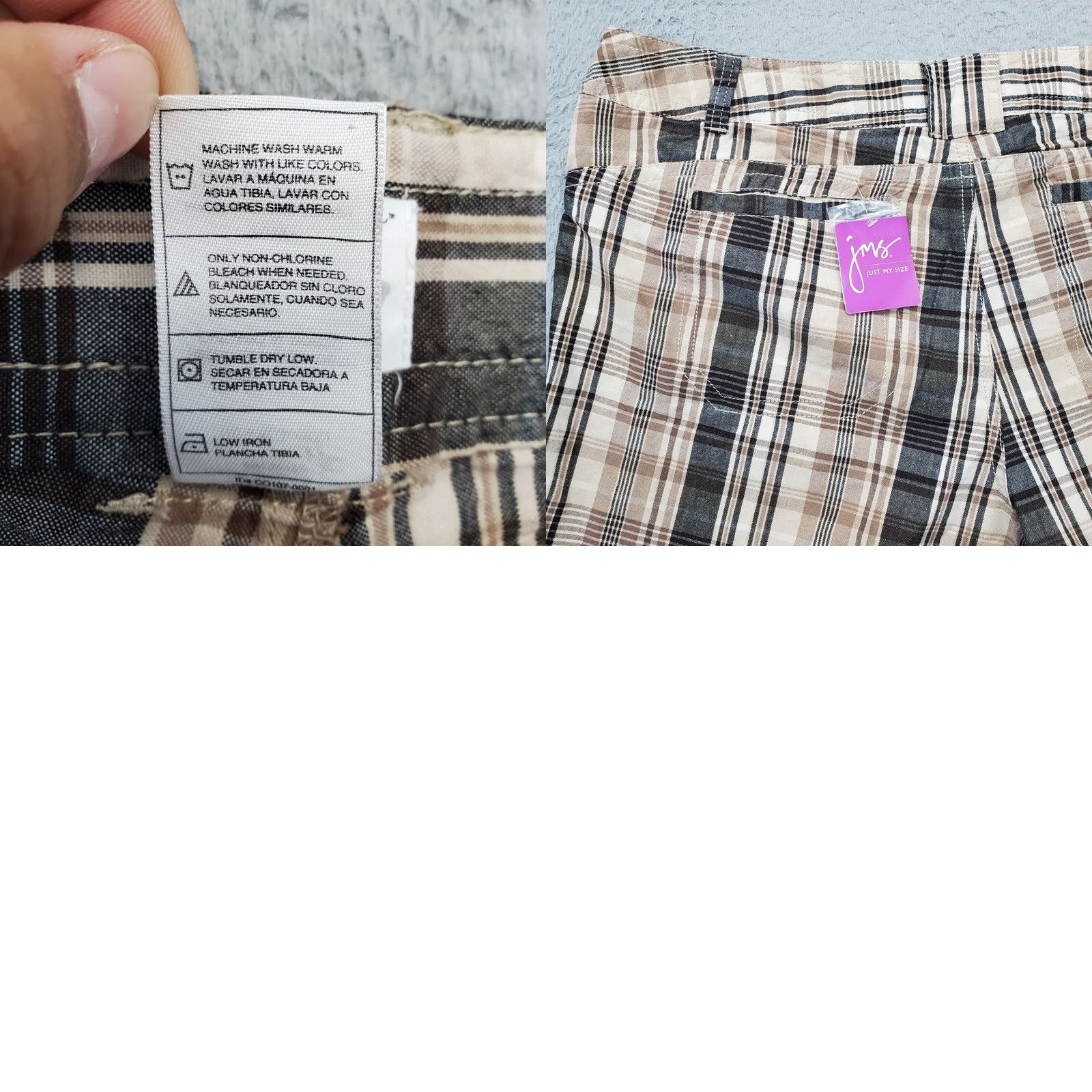 Vintage Just My Size Chino Shorts Womens 20W Multi Plaid Casual Flat Front Pockets 52469 Size 42" / US 20 - 8 Thumbnail