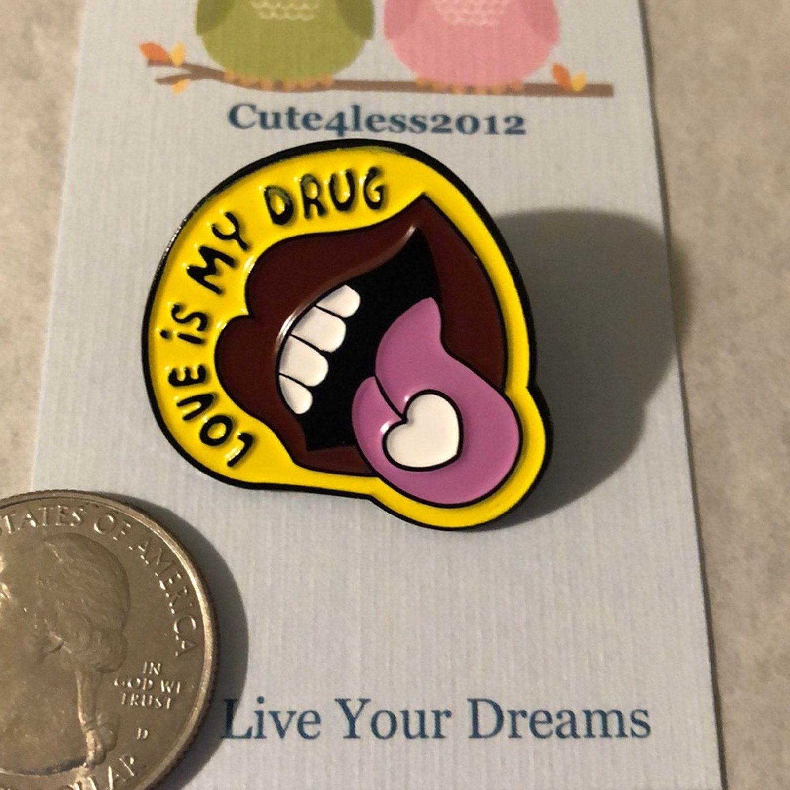Other Love is My Drug Tongue Pin Brooch Valentine’s Size ONE SIZE - 1 Thumbnail