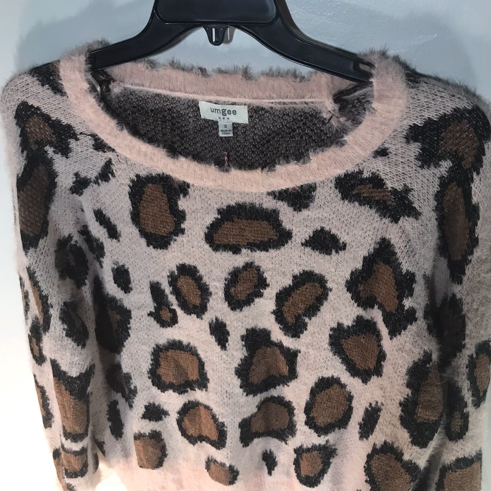 Vintage UMGEE Women's Pink Animal Print Knit Sweater S Long Sleeve Pullover Casual Fall Winter Size S / US 4 / IT 40 - 2 Thumbnail