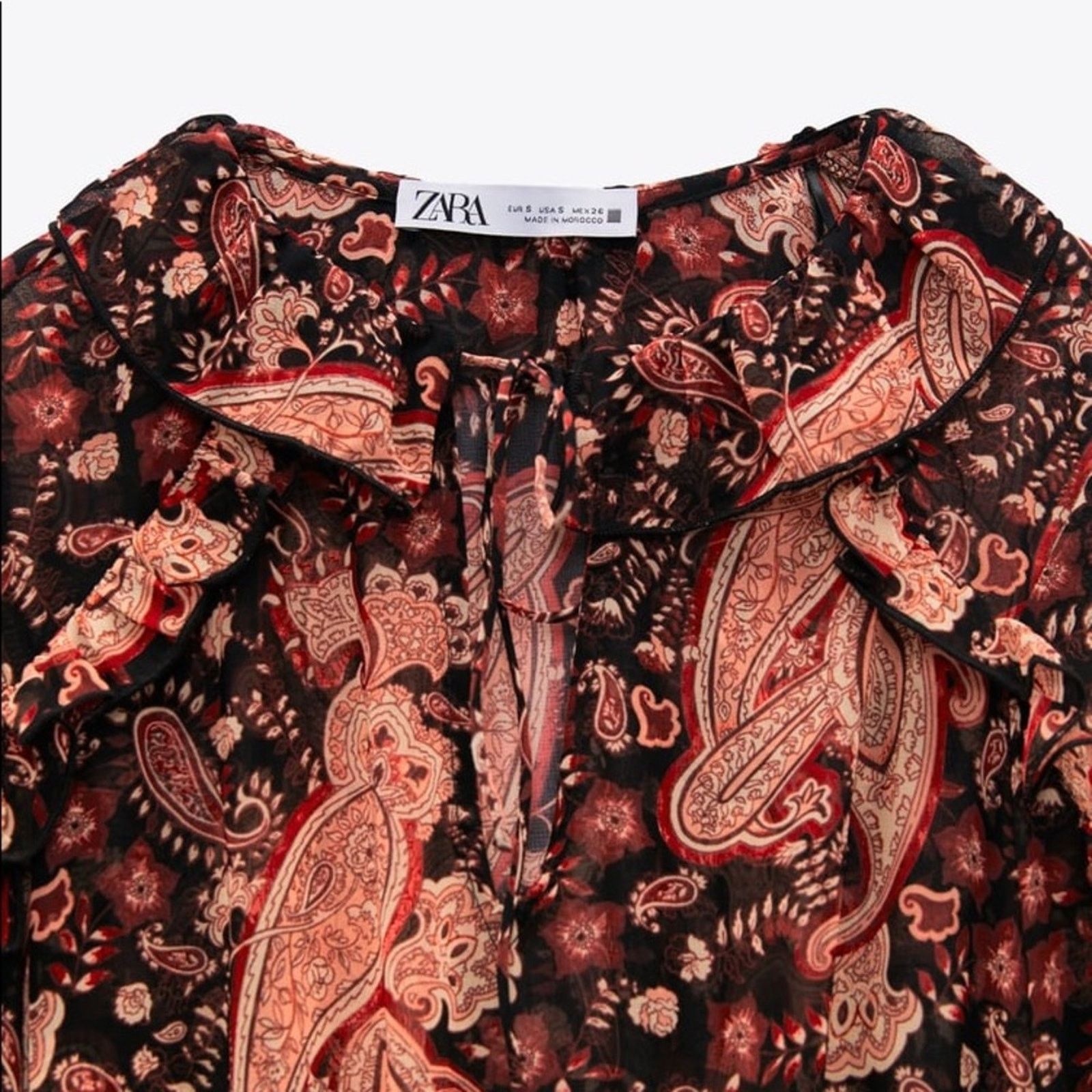 Zara ZARA PRINTED RUFFLED BODYSUIT MULTICOLORED Size M / US 6-8 / IT 42-44 - 8 Thumbnail