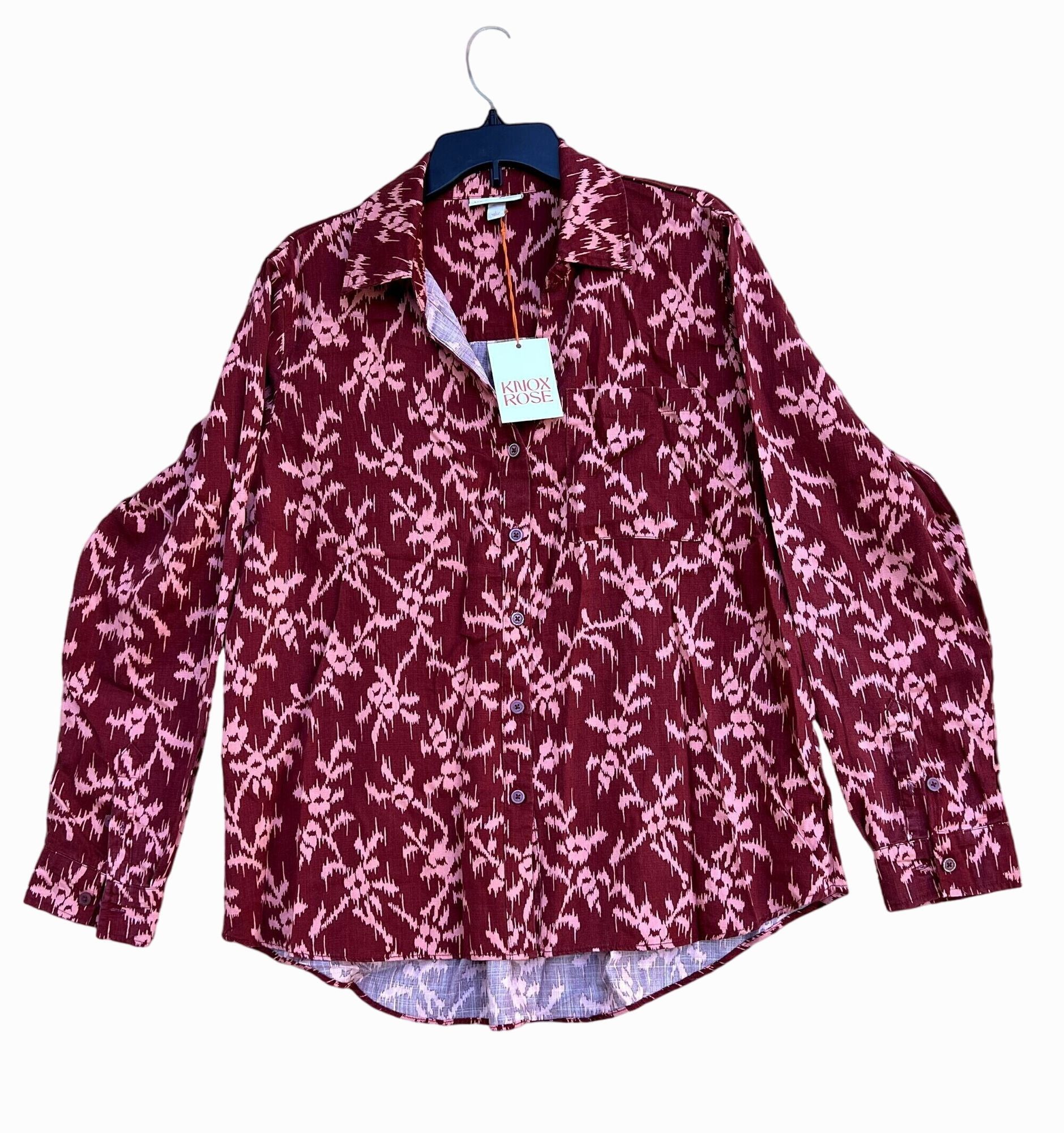 Other Knox Rose - Women's Long Sleeve Button-Down Shirt Top - Red Size L / US 10 / IT 46 - 3 Thumbnail