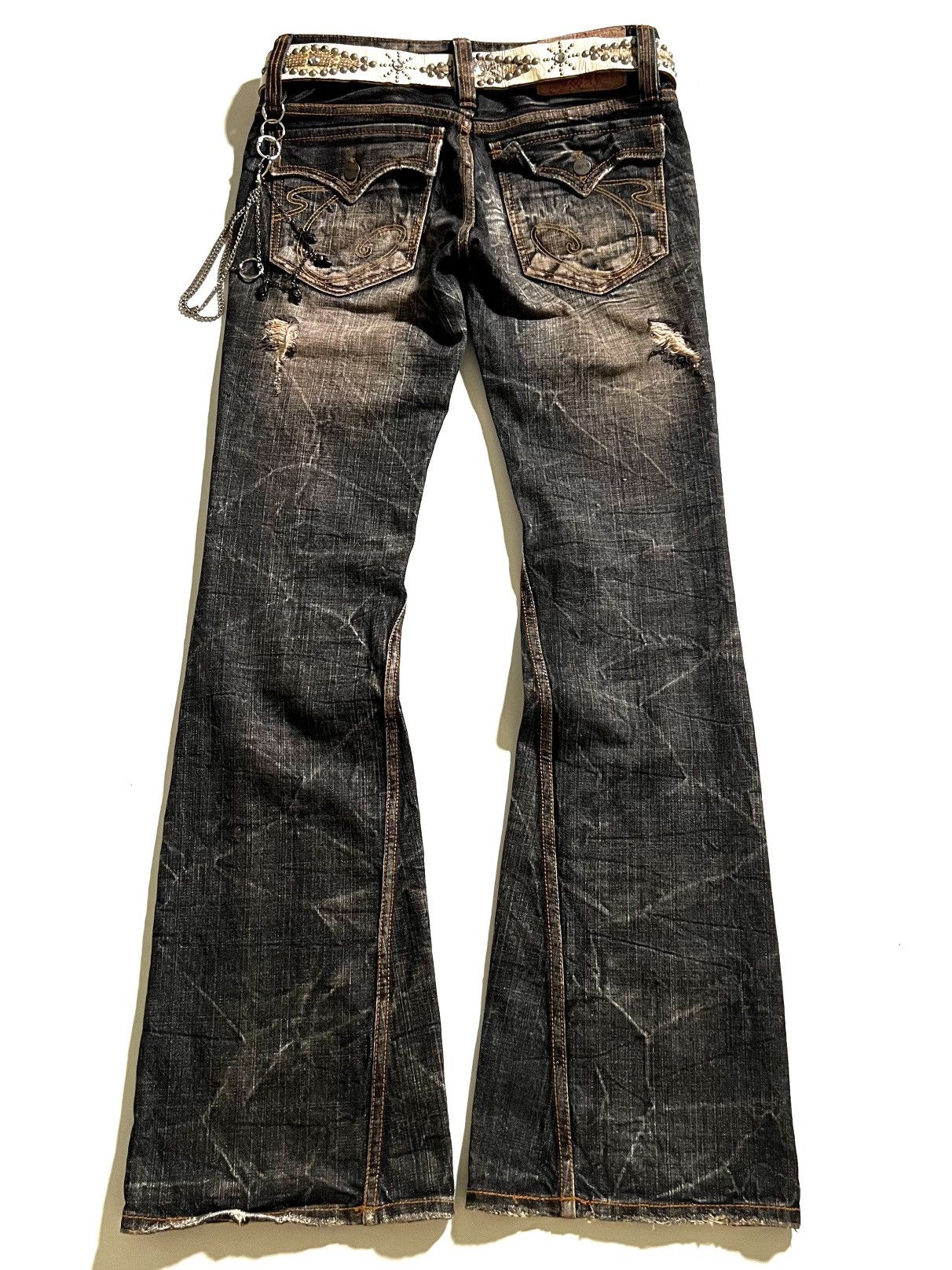 Japanese Brand Casva Distressed Flare Jeans Black Wash Y2K Japanese Brand Size US 32 / EU 48 - 12 Thumbnail