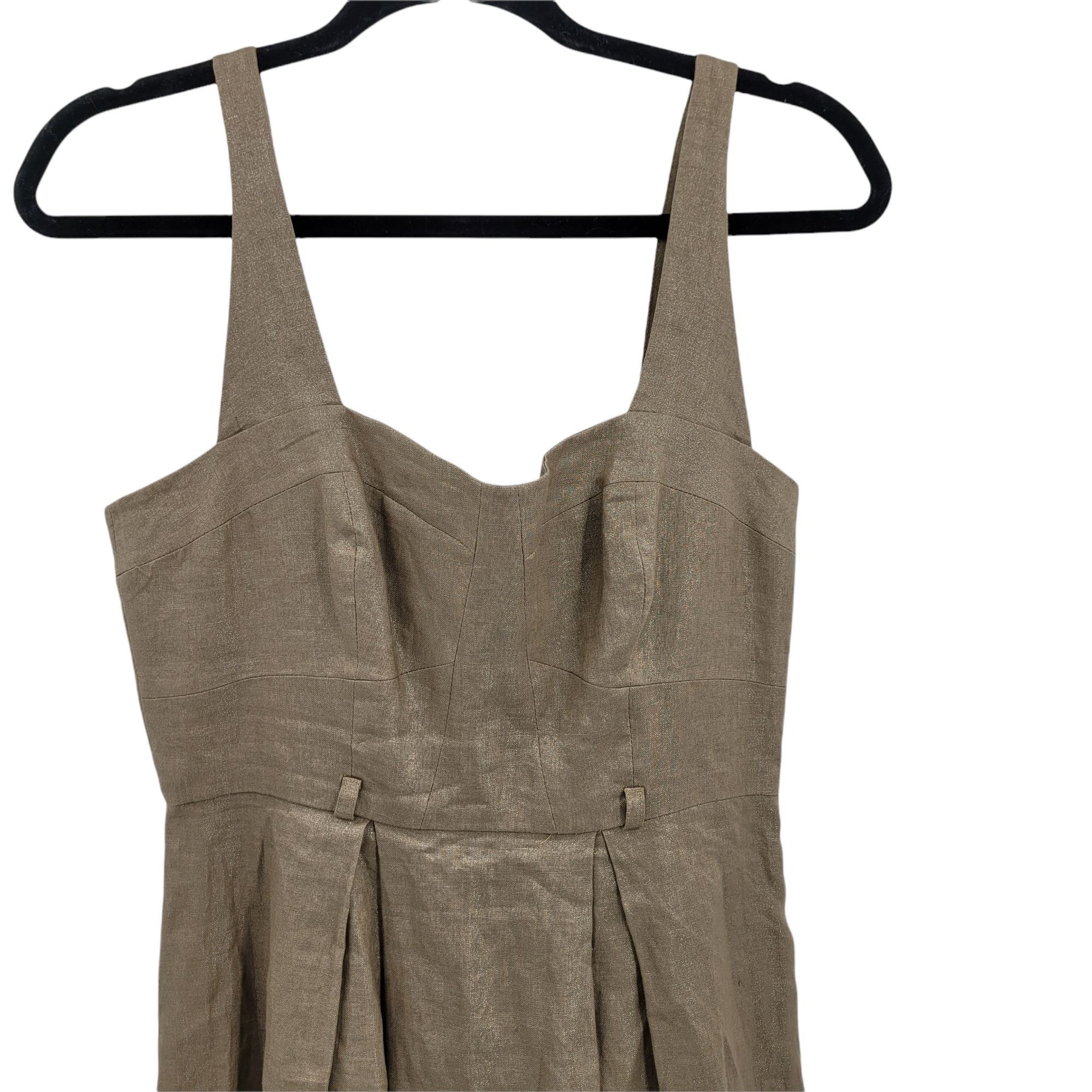 Black Halo Black Halo Linen Peasant Dress Sz 4 Metallic Bronze Apron Bu Size S / US 4 / IT 40 - 4 Thumbnail
