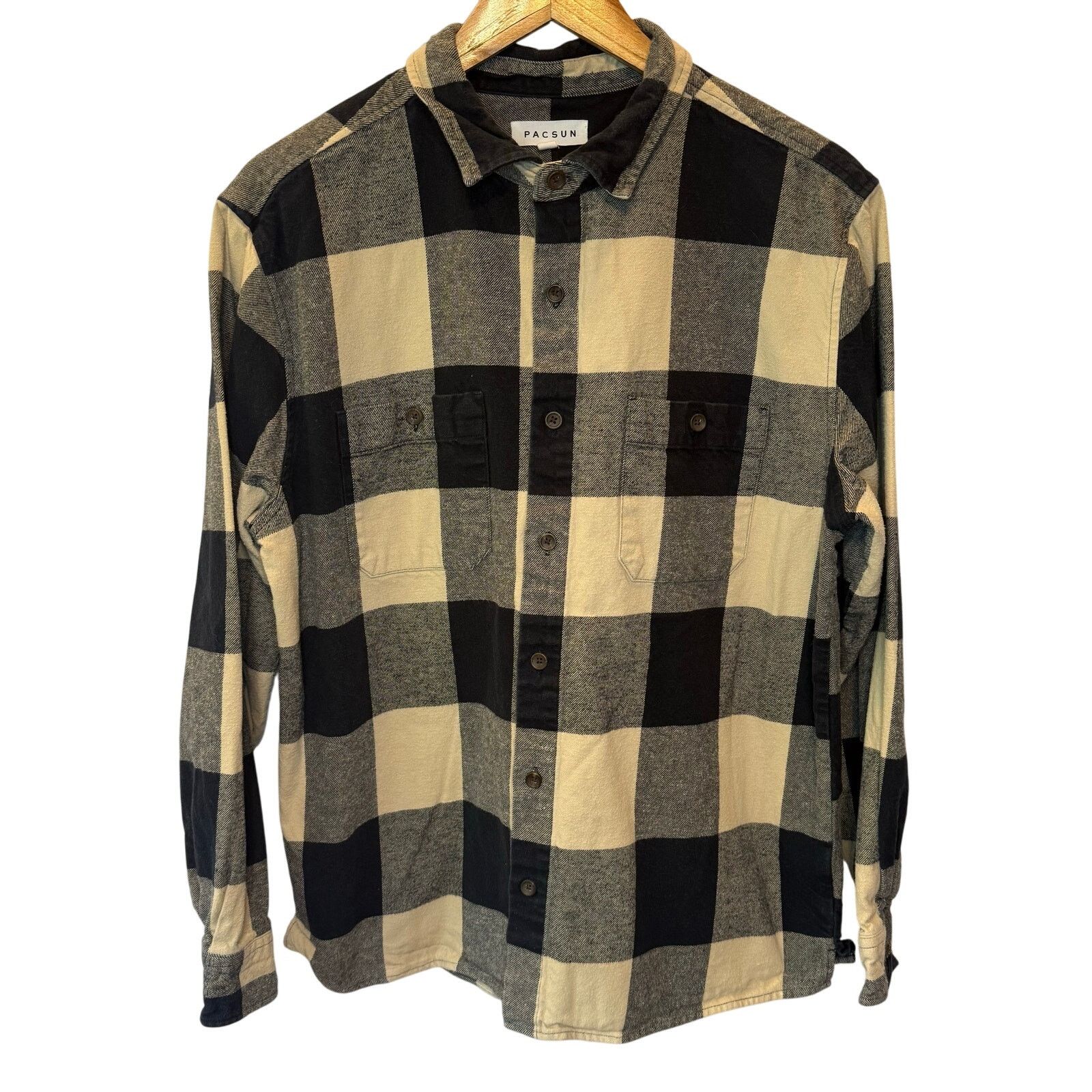Pacsun PacSun Tan Plaid Flannel M Men Fall Long Sleeve Button Front Size US M / EU 48-50 / 2 - 1 Thumbnail