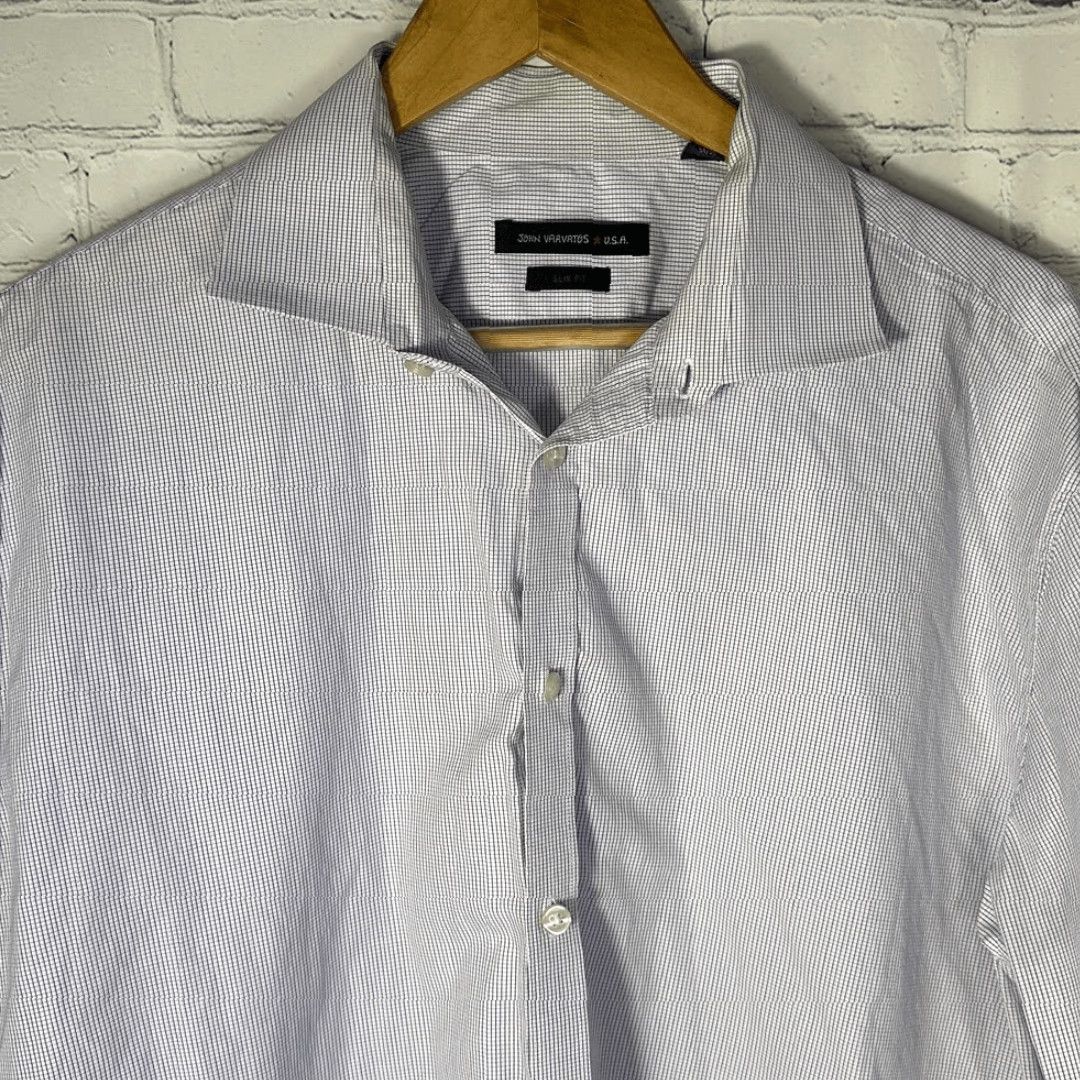 John Varvatos John Varvatos USA Slim Fit Purple Gingham Long Sleeve size 17 1/2 34/35 Button D Size US XXL / EU 58 / 5 - 2 Thumbnail