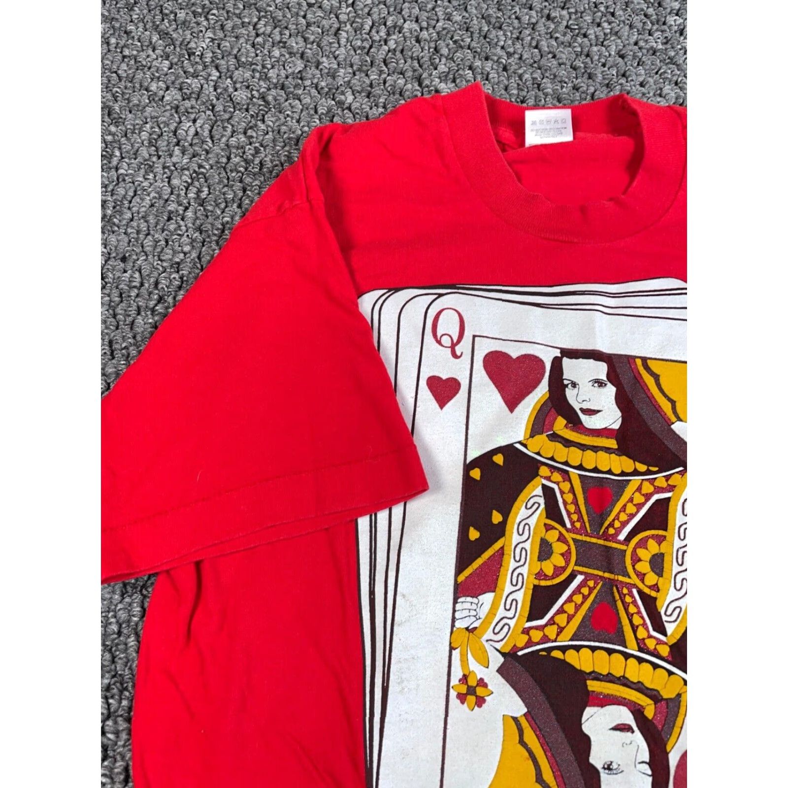 Fruit Of The Loom VINTAGE Las Vegas Queen of Hearts T-Shirt Adult Large Red Cotton 90s City Retro Mens L Size US L / EU 52-54 / 3 - 4 Thumbnail