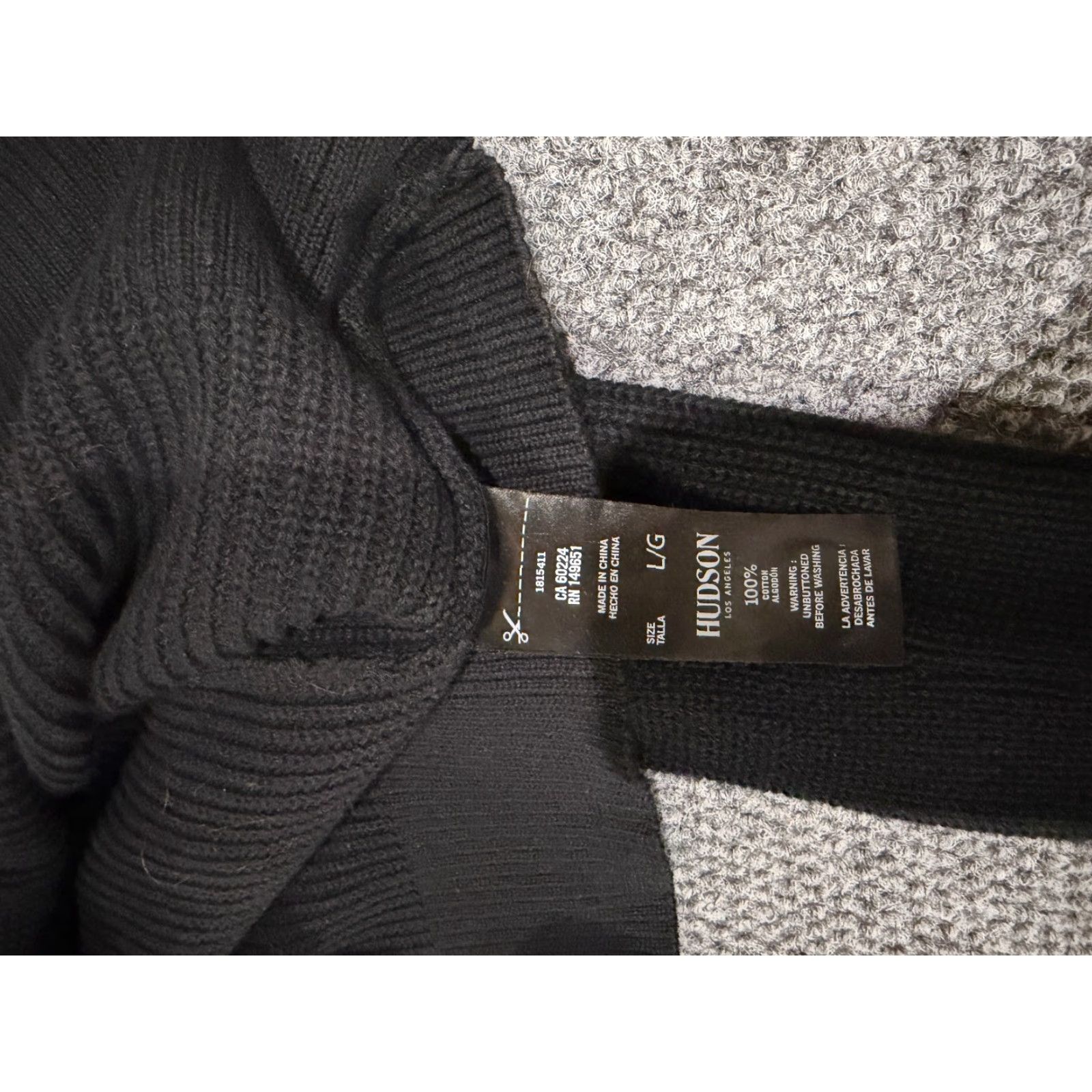 Hudson Hudson Womens Large Black Button Front Knit Sweater Long Sleeve Waffle Cozy Pullover All Seasons Casual Vintage No Size L / US 10 / IT 46 - 8 Thumbnail