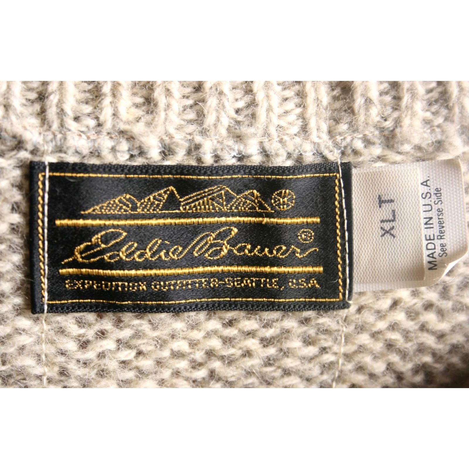 Eddie Bauer Vintage Eddie Bauer Ragg Wool Blend Pullover Sweater LT Beige Crew Neck Pullover Mens XL Tall fits MT/LT Made in USA 85% Wool 15% Nylon PLA Size US L / EU 52-54 / 3 - 7 Thumbnail