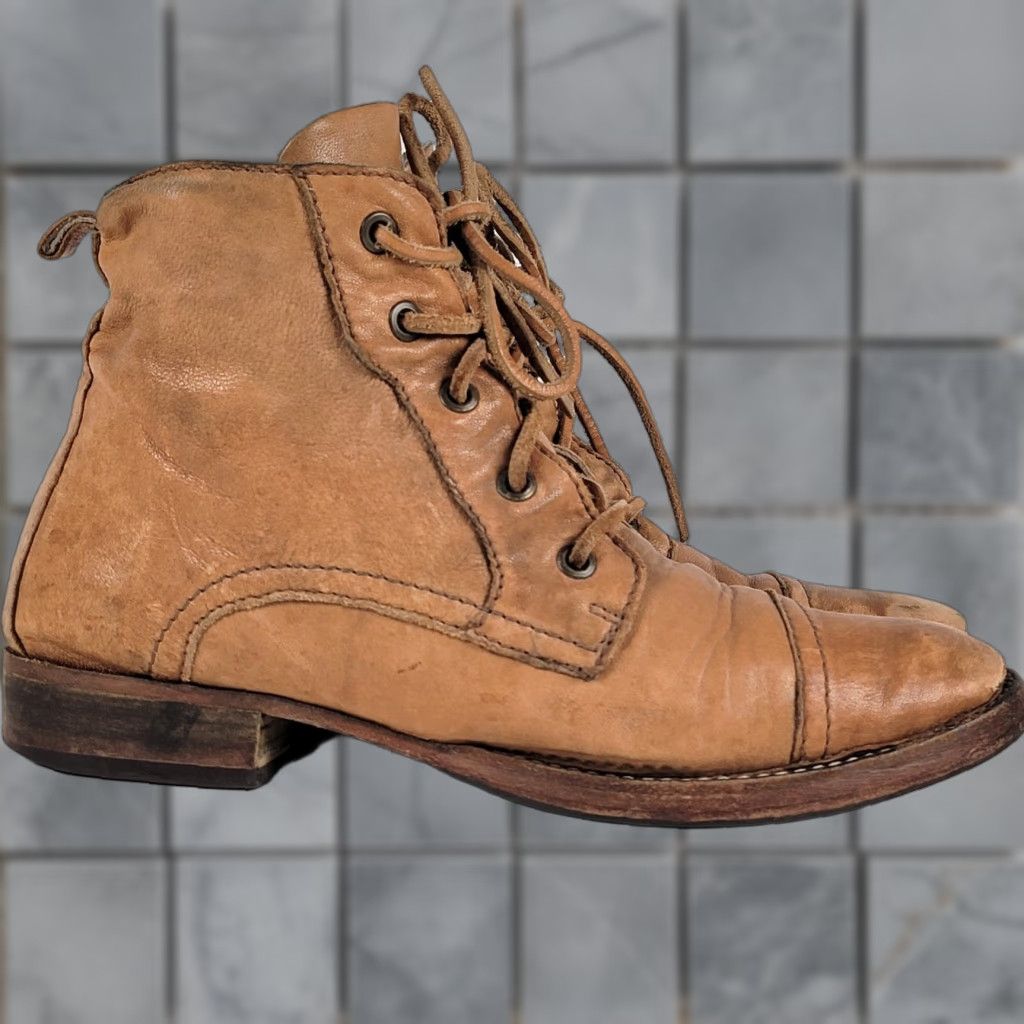 Vintage Bed-Stü Captoe Ankle Boots Mens 38 Brown Tan Leather Leather Cap Toe Boots Mens Shoes Size US 6 / EU 39 - 1 Thumbnail