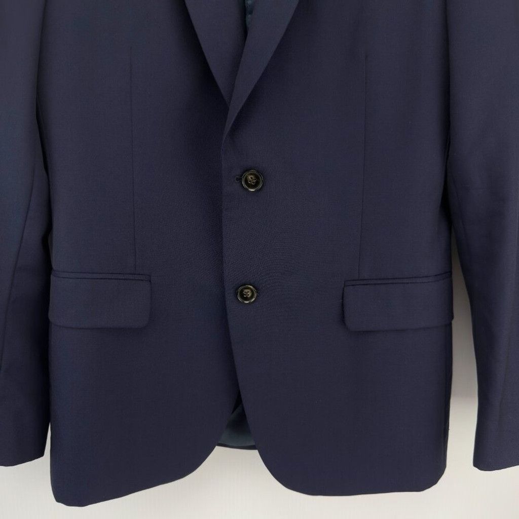 De Fursac DE FURSAC Virgin Serge Carbon Blue Suit Blazer Jacket 46 S/M Size 46R - 7 Thumbnail
