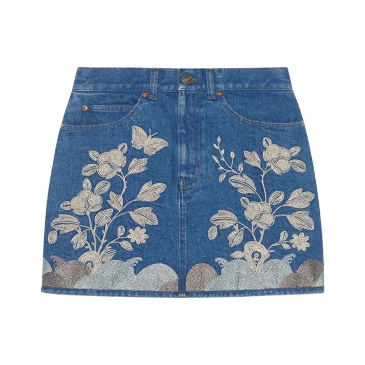 Gucci Gucci Floral Embroidered Short Skirt Size 36" / US 14 / IT 50 - 1 Thumbnail