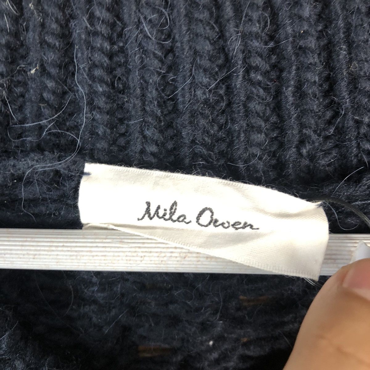 Homespun Knitwear × Japanese Brand Mila Owen Dark Blue cable Knitwear #A2055 Size L / US 10 / IT 46 - 10 Thumbnail