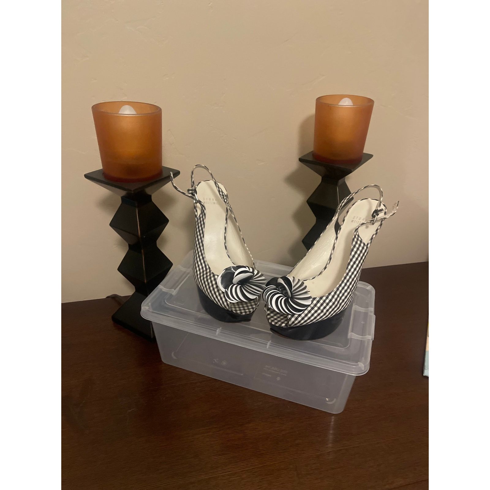 Stuart Weitzman Stuart Weitzman Gingham Slingback Peep Toe Heels – Size 8 Size US 8 / IT 38 - 2 Thumbnail