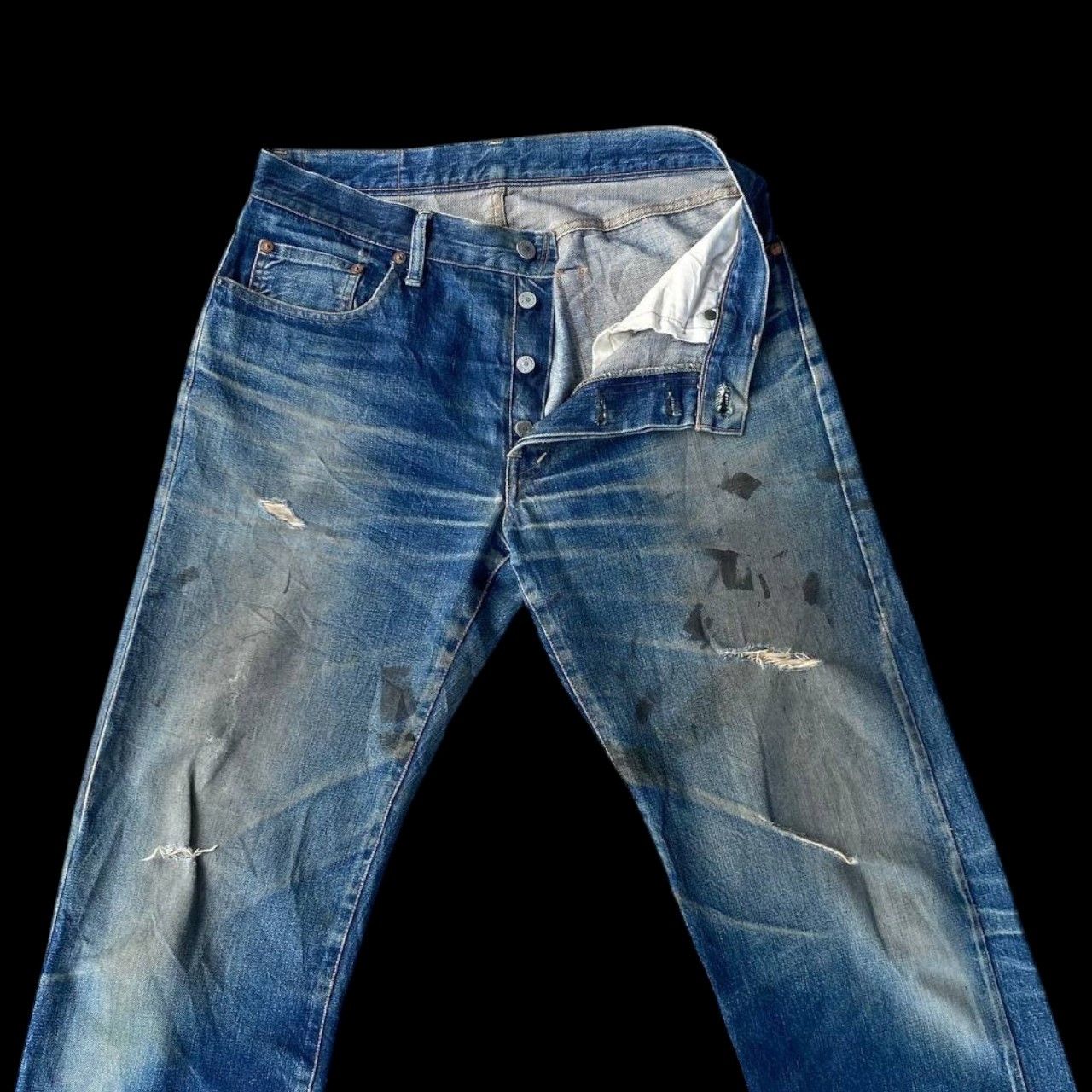 Okura VINTAGE OSAKA OKURA IRON HR MARKETT SELVEDGED DISTRESSED Size US 30 / EU 46 - 2 Thumbnail