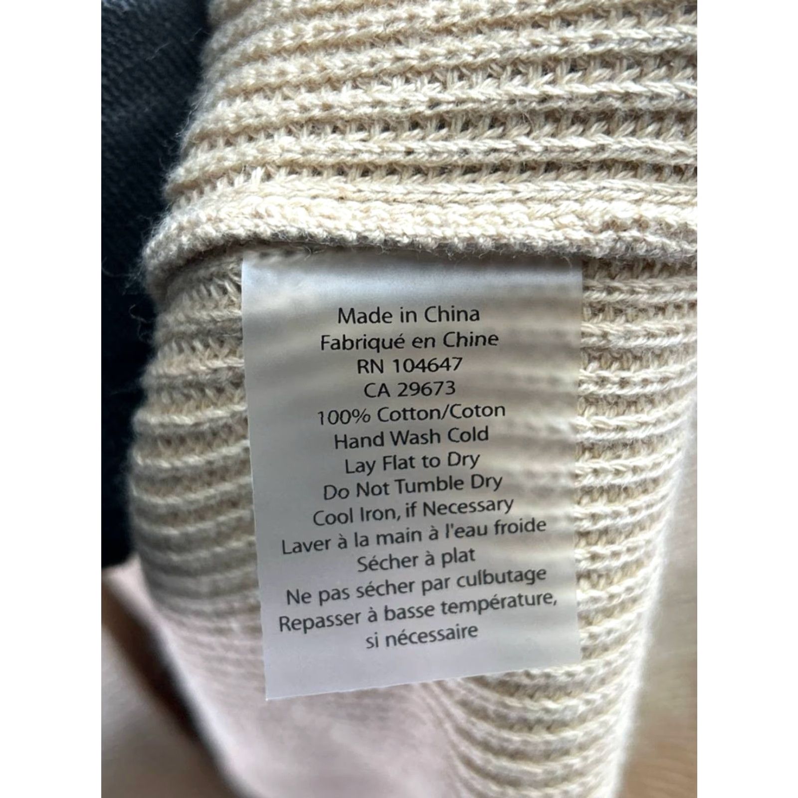 Vintage Forte Cashmere Sweater Womens Large Beige Cotton V Neck Tight Knit Ribbed Winter Size L / US 10 / IT 46 - 5 Thumbnail