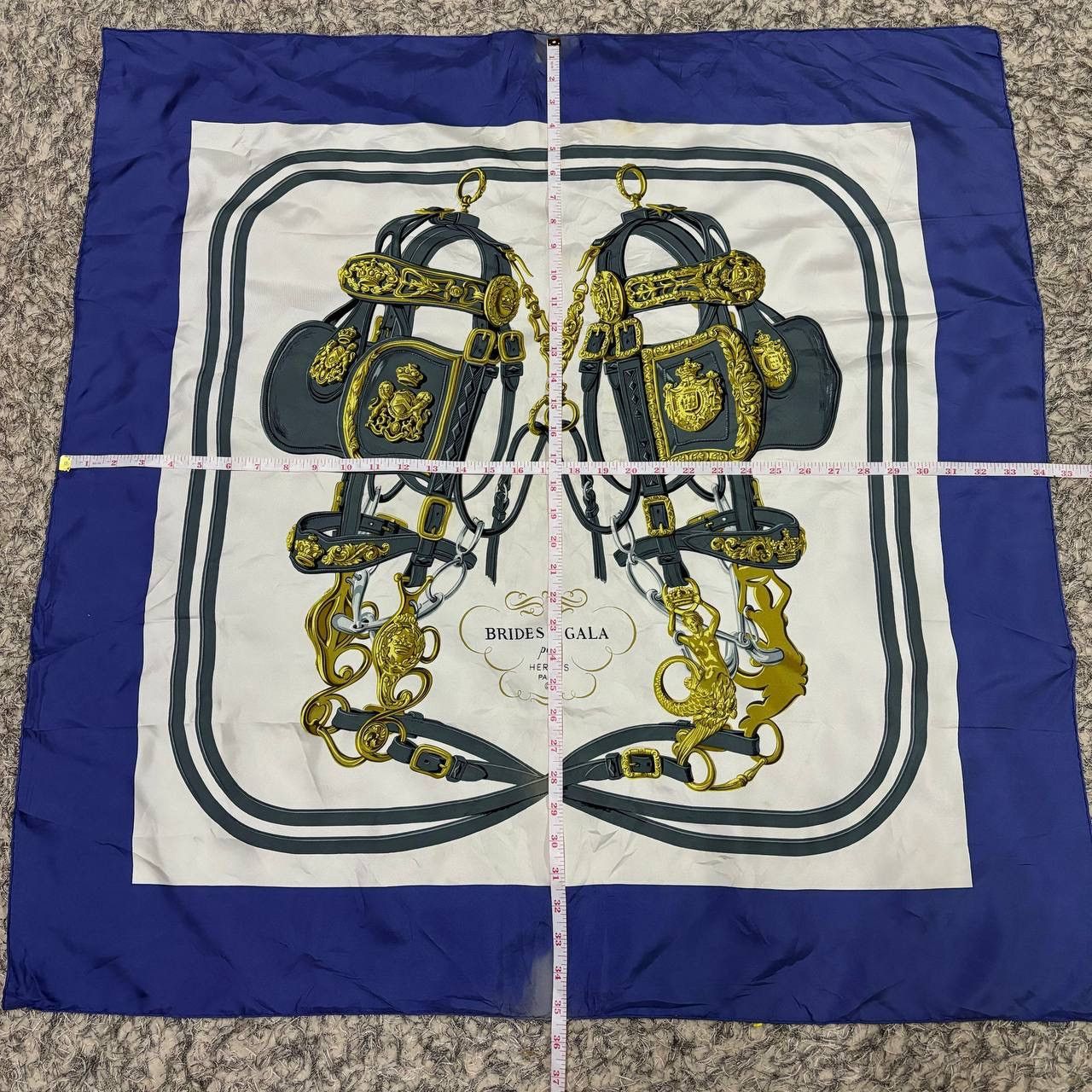 Hermes Hermes Brides de Gala Silk Scarf 90cm Vintage Navy Gold Size ONE SIZE - 5 Thumbnail
