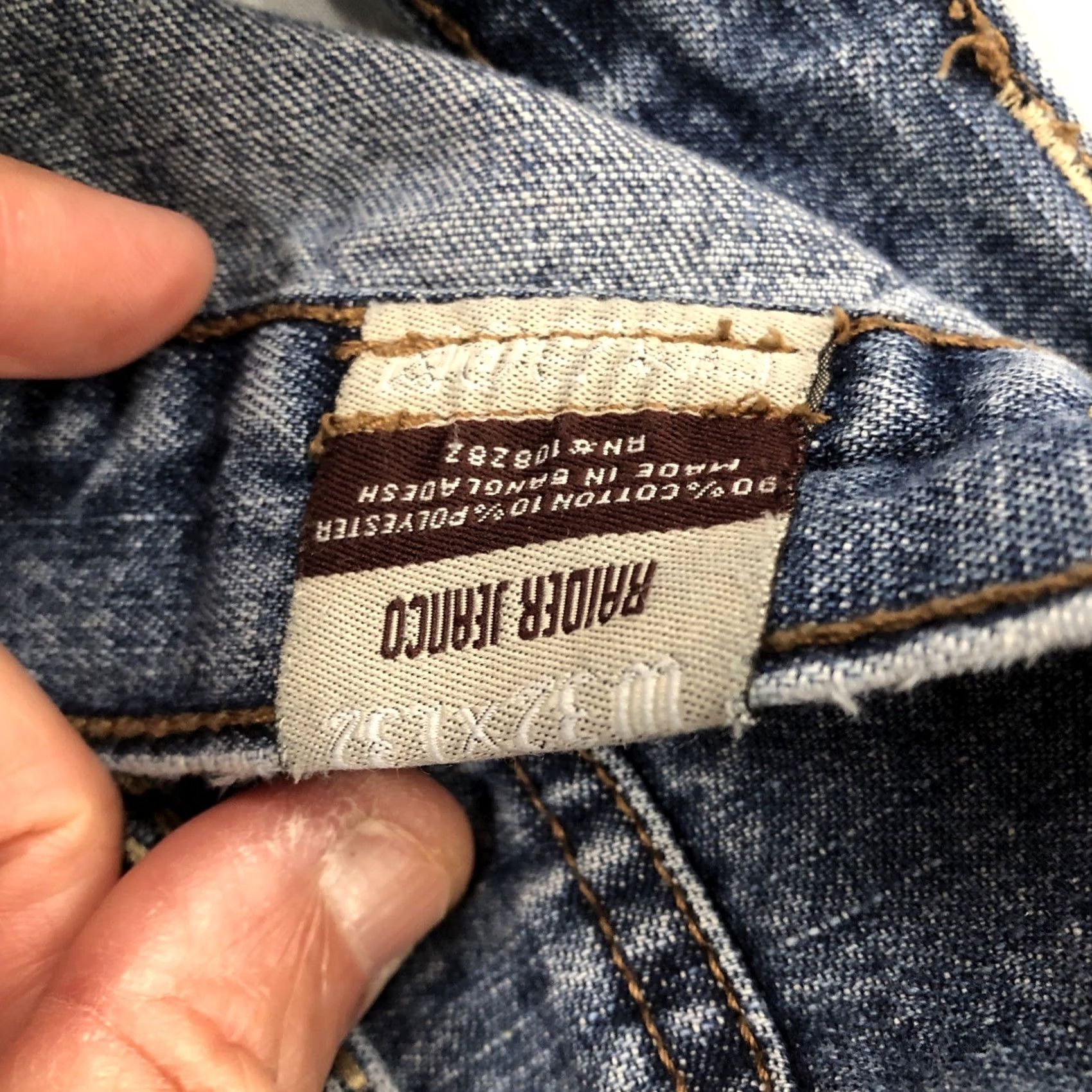 Vintage Raider Jeans Mens 32 x 29.5 Blue Baggy Embroidered Logo 5-Pocket Wide-Leg Distressed Hip Hop Skater Vintage Jeans Mens Regular Size US 32 / EU 48 - 5 Thumbnail