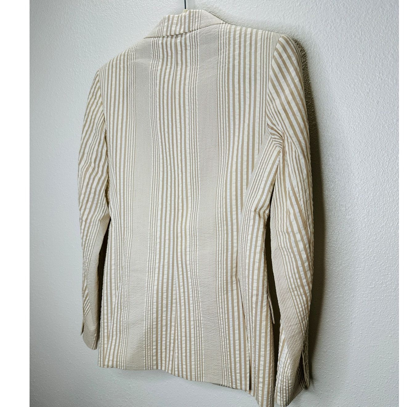 Other Alvin Valley Tan & Cream Stripe 3-Button Blazer Jacket 34 Size S / US 4 / IT 40 - 5 Thumbnail