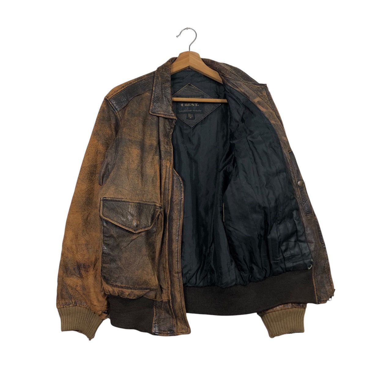 Japanese Brand Vintage Distressed Leather Bomber Jacket Grunge Patina Fade Size US M / EU 48-50 / 2 - 12 Thumbnail