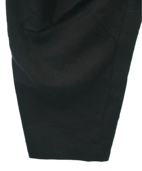 Cropped Pants Wool Rubber Waist Plain Zip Fly Black