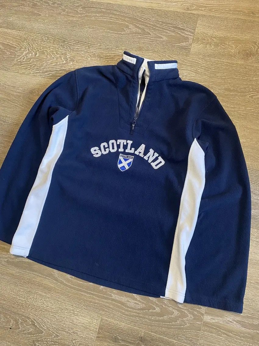 Japanese Brand × Vintage Vintage Scotland 1/4 Zip Navy Fleece Sweatshirt Size US L / EU 52-54 / 3 - 3 Thumbnail