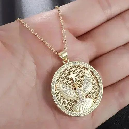 Jewelry Gold Cross & Bird Necklace Size ONE SIZE - 1 Thumbnail