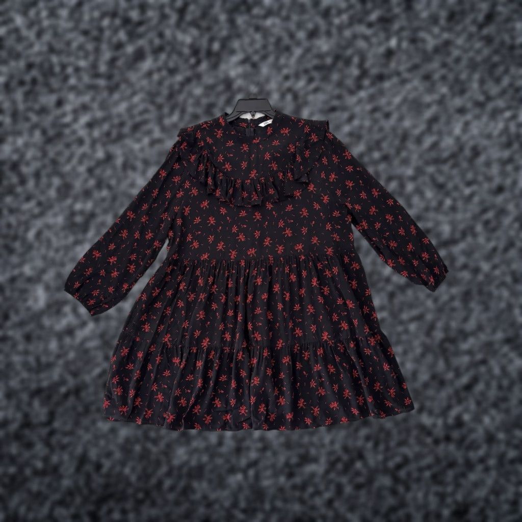 ZARA Women's Mini Dress Long Sleeve Ruffle Floral Puff Sleeve