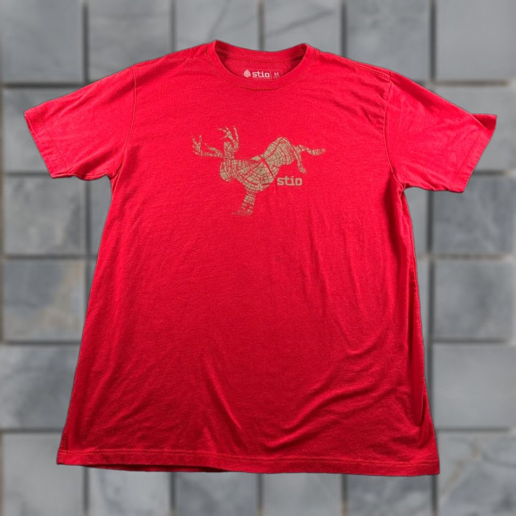 Vintage Stio Shirt Mens M Red Moose Graphic Short Sleeve Tee Cotton Blend Size US M / EU 48-50 / 2 - 1 Thumbnail