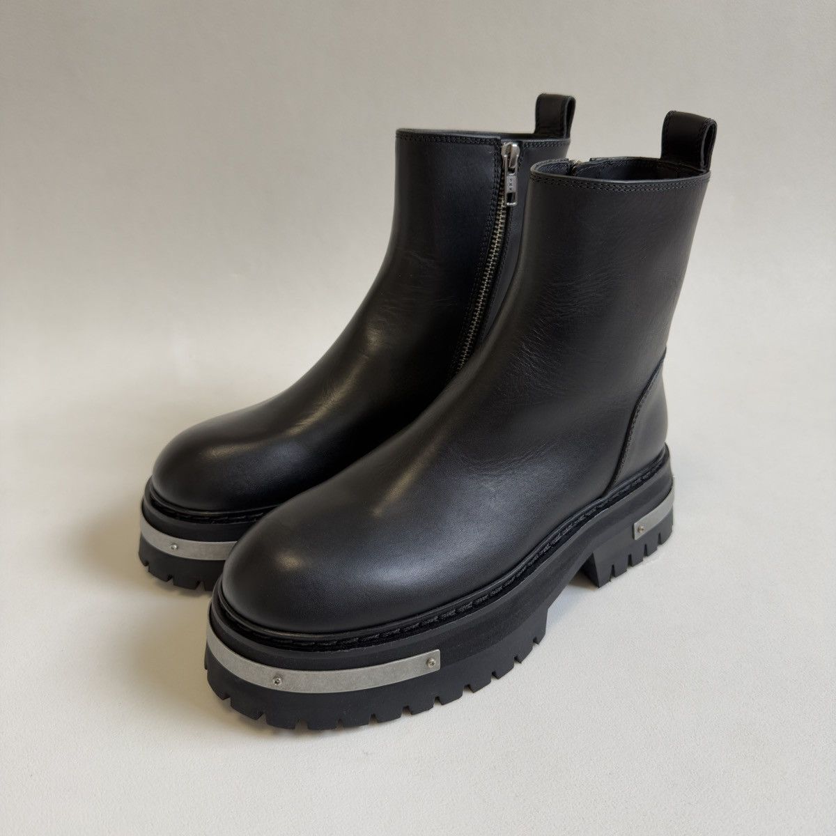 Ann Demeulemeester Metal Plaque Detail Black ‘Tucson’ Combat Boots Size US 6 / IT 36 - 6 Thumbnail
