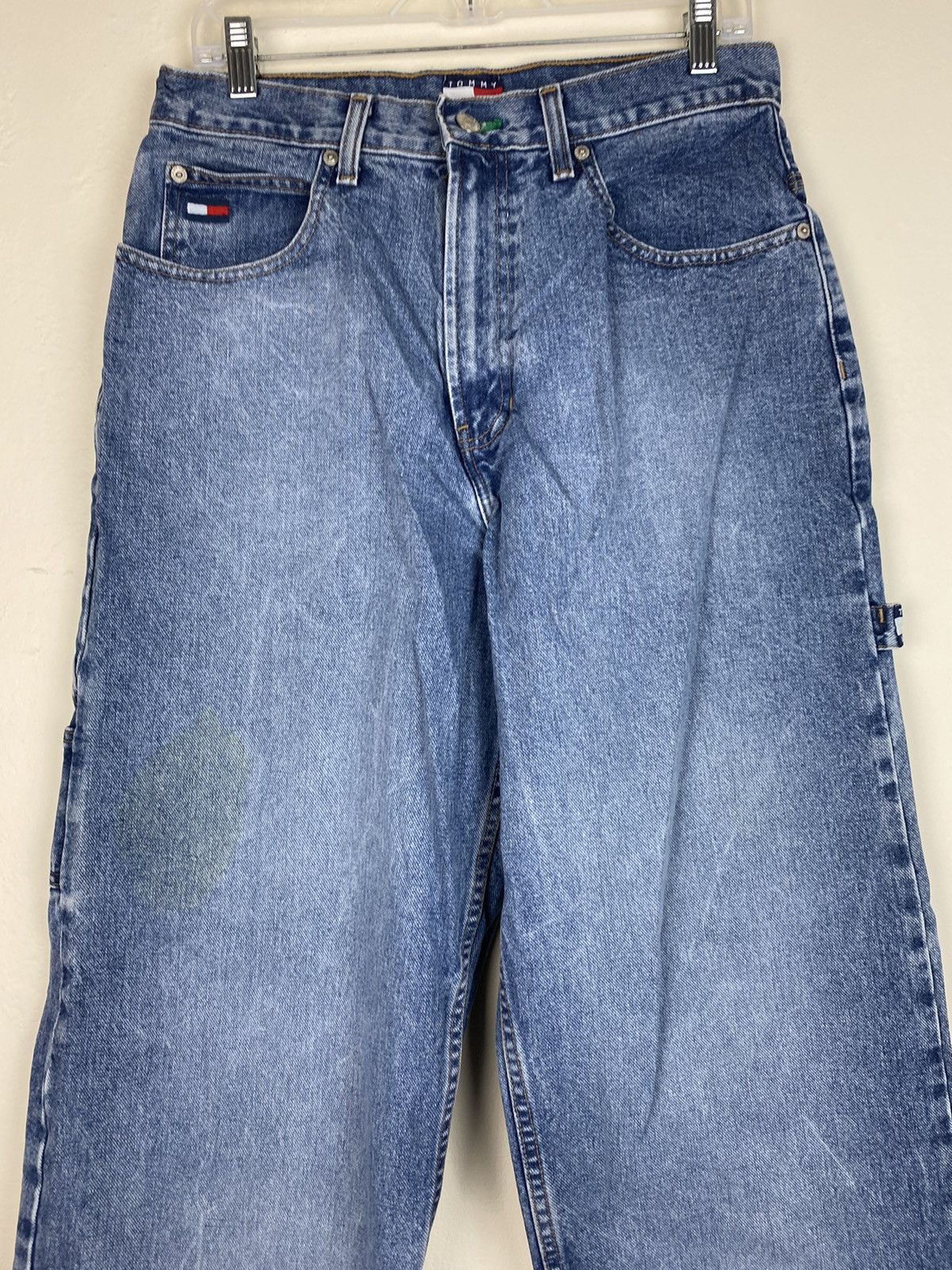 Tommy Hilfiger 90’s Vintage Blue Tommy Jeans Carpenter Denim Jeans Baggy Size US 30 / EU 46 - 3 Thumbnail