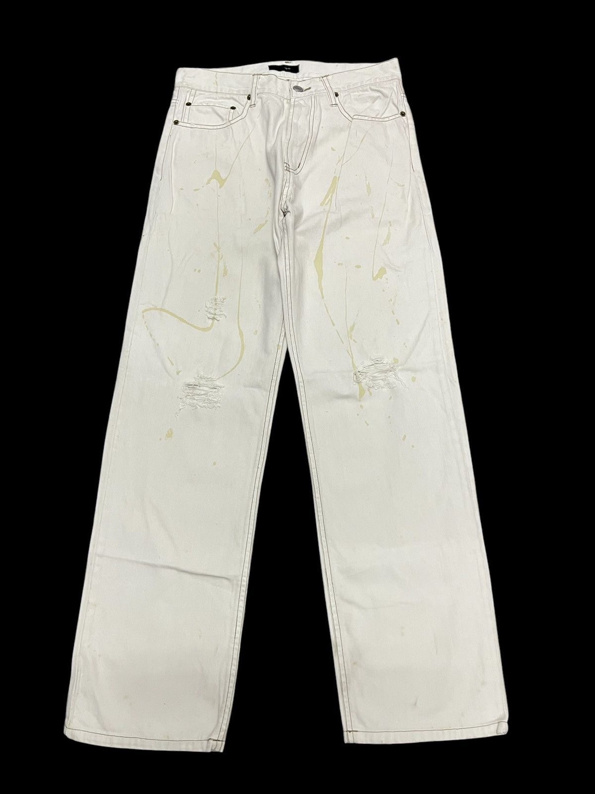 Japanese Brand 90s POWER TO THE PEOPLE DISTRESSED SPLASH PAINT RARE DESIGN Size US 28 / EU 44 - 2 Thumbnail