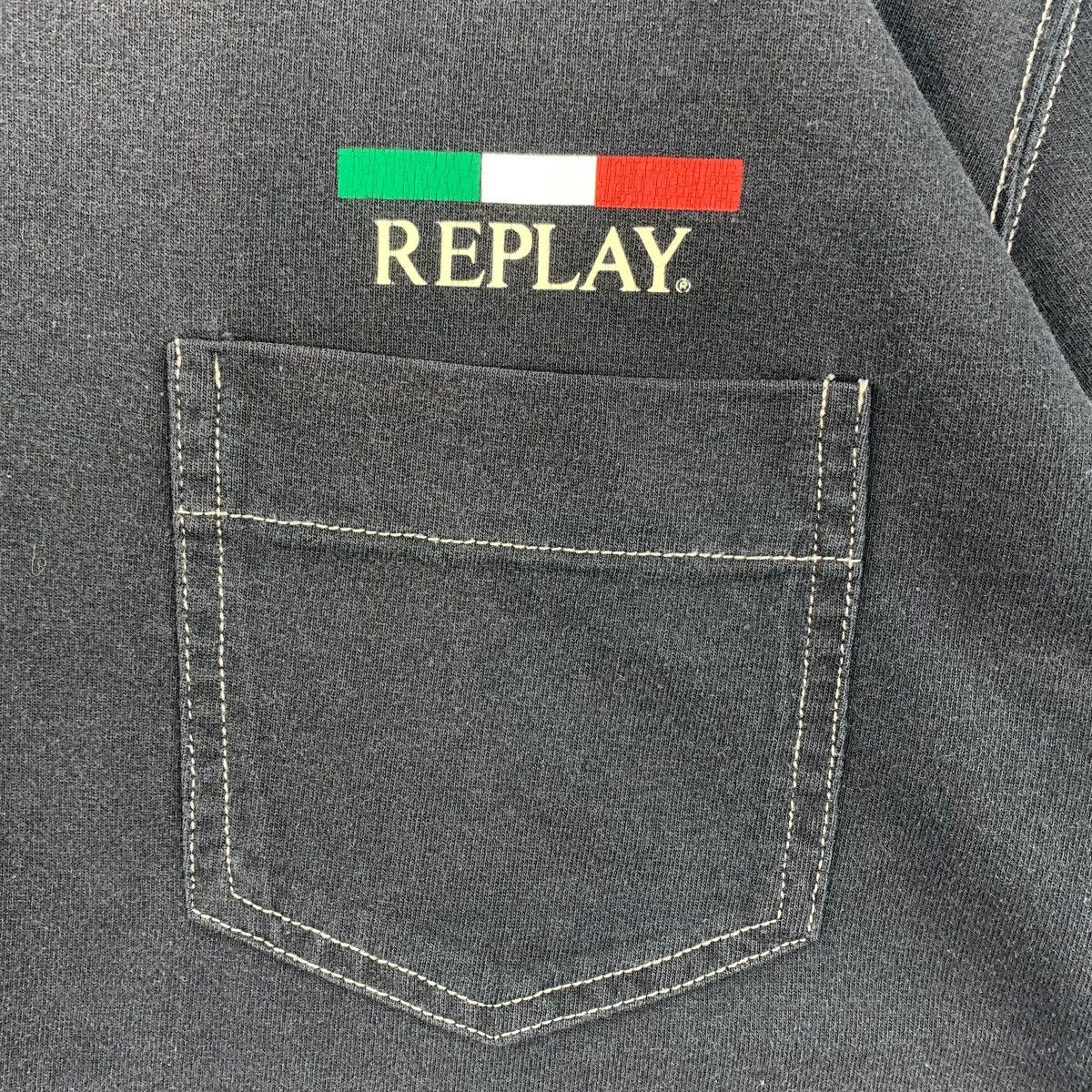 Replay × Vintage Vintage REPLAY Blue Jeans big spellout italian designer tee Size US L / EU 52-54 / 3 - 9 Thumbnail