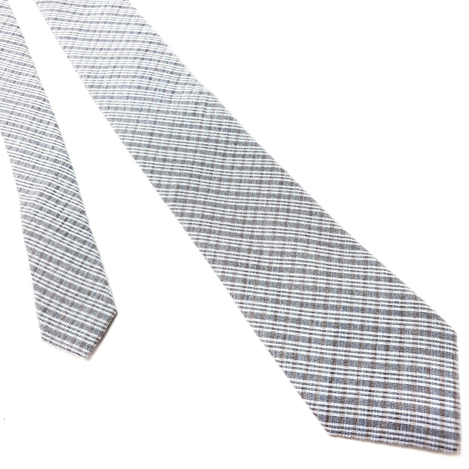 Calvin Klein Calvin Klein White Gray Silk Tie Woven Skinny Regimental Str Size ONE SIZE - 1 Thumbnail