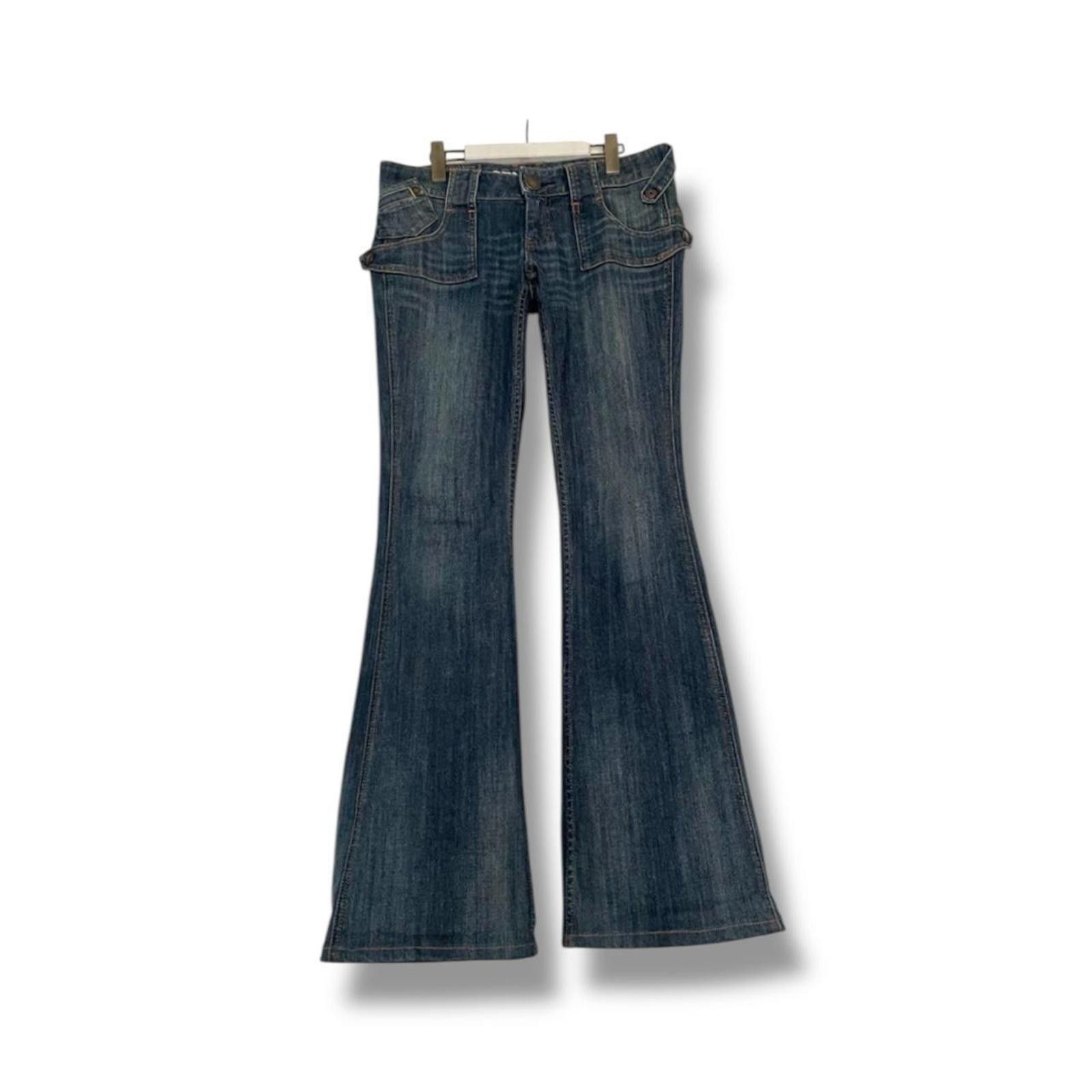 Other Low rise unique 2000s grunge mid wash denim jeans Size 32" / US 10 / IT 46 - 1 Thumbnail