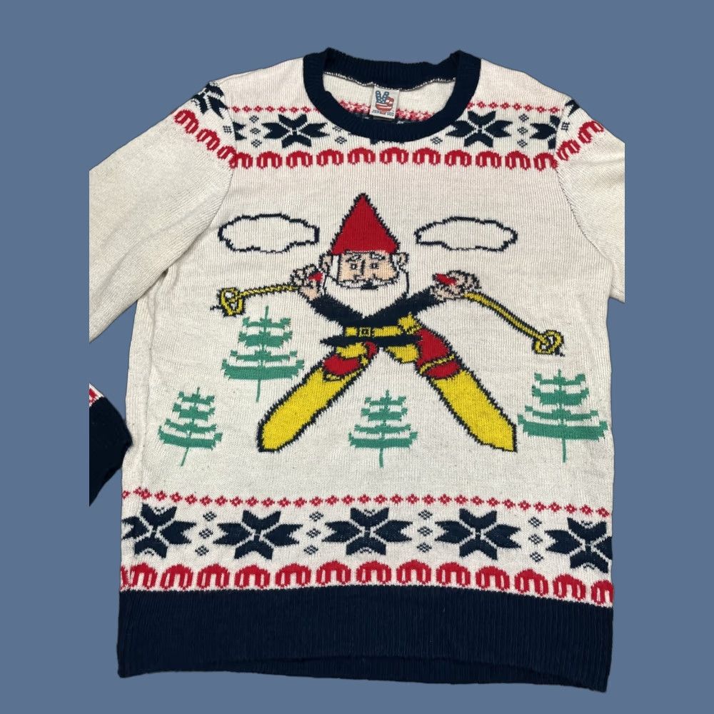 Junk Food JUNK FOOD Skiing Santa Gnome Christmas Holiday Knit Winter SWEATER Adult XL Size US XL / EU 56 / 4 - 1 Thumbnail