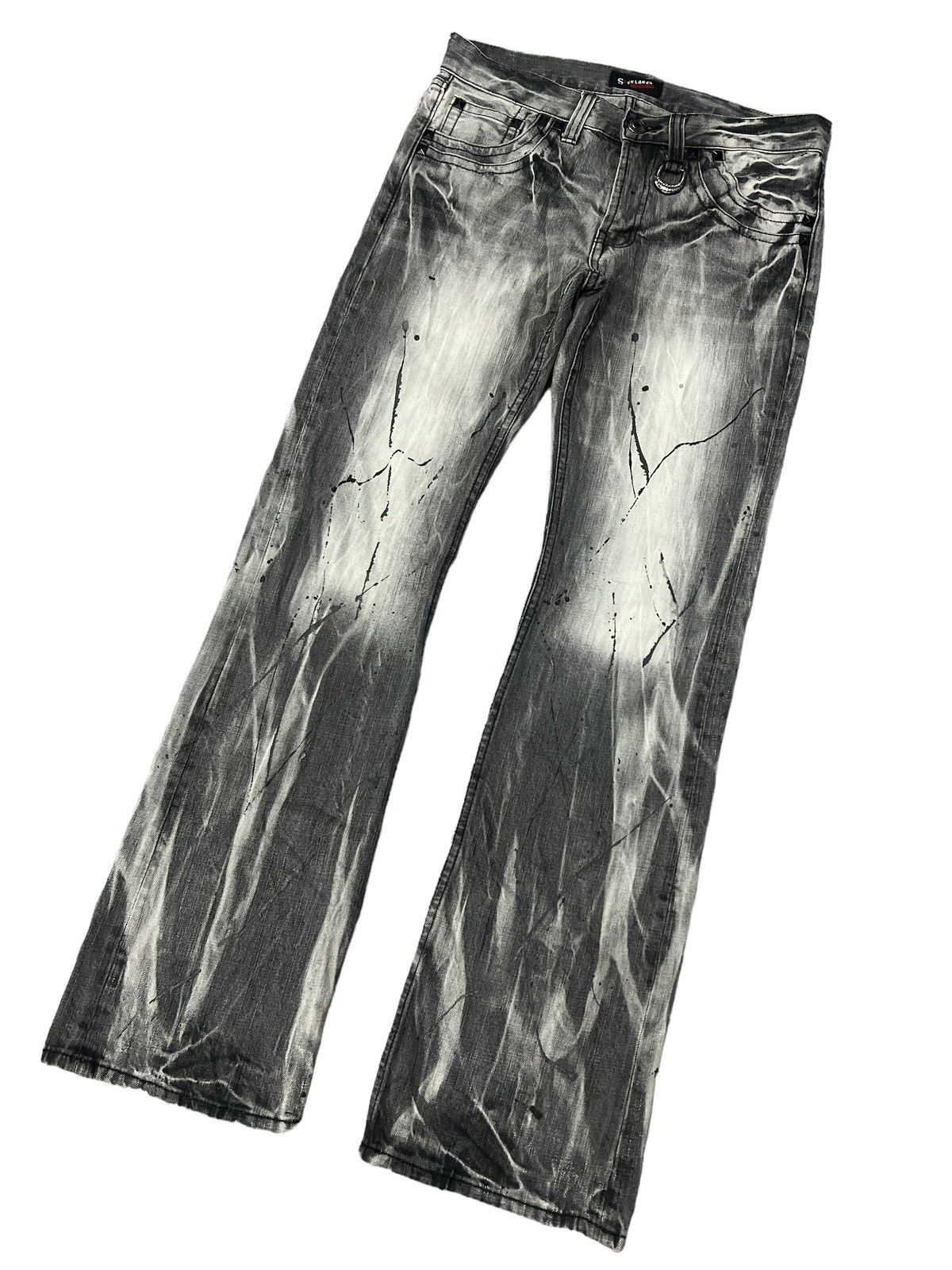 If Six Was Nine FLARED💥SORRIDERE SPLATER DISTRESSED DENIM PANT Size US 31 - 5 Thumbnail