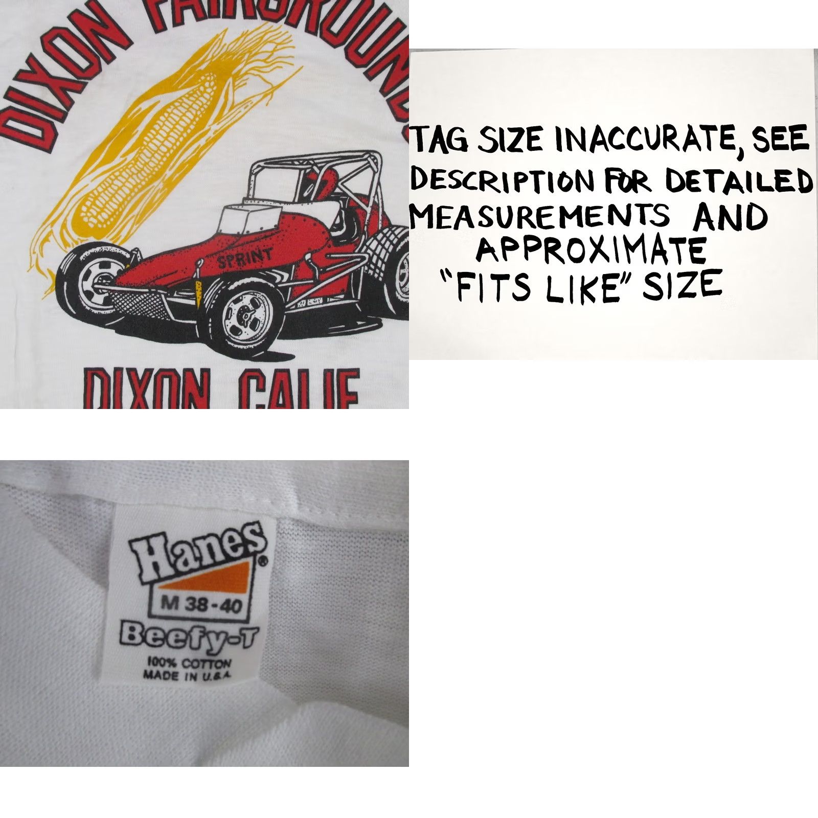 Hanes VINTAGE Hanes T-Shirt 80s S White 100% Cotton Mens NARC SPRINT CAR RACING Dixon California Shirt Mens XS/S Fits Like Small 1980s 90s Size US S / EU 44-46 / 1 - 8 Thumbnail
