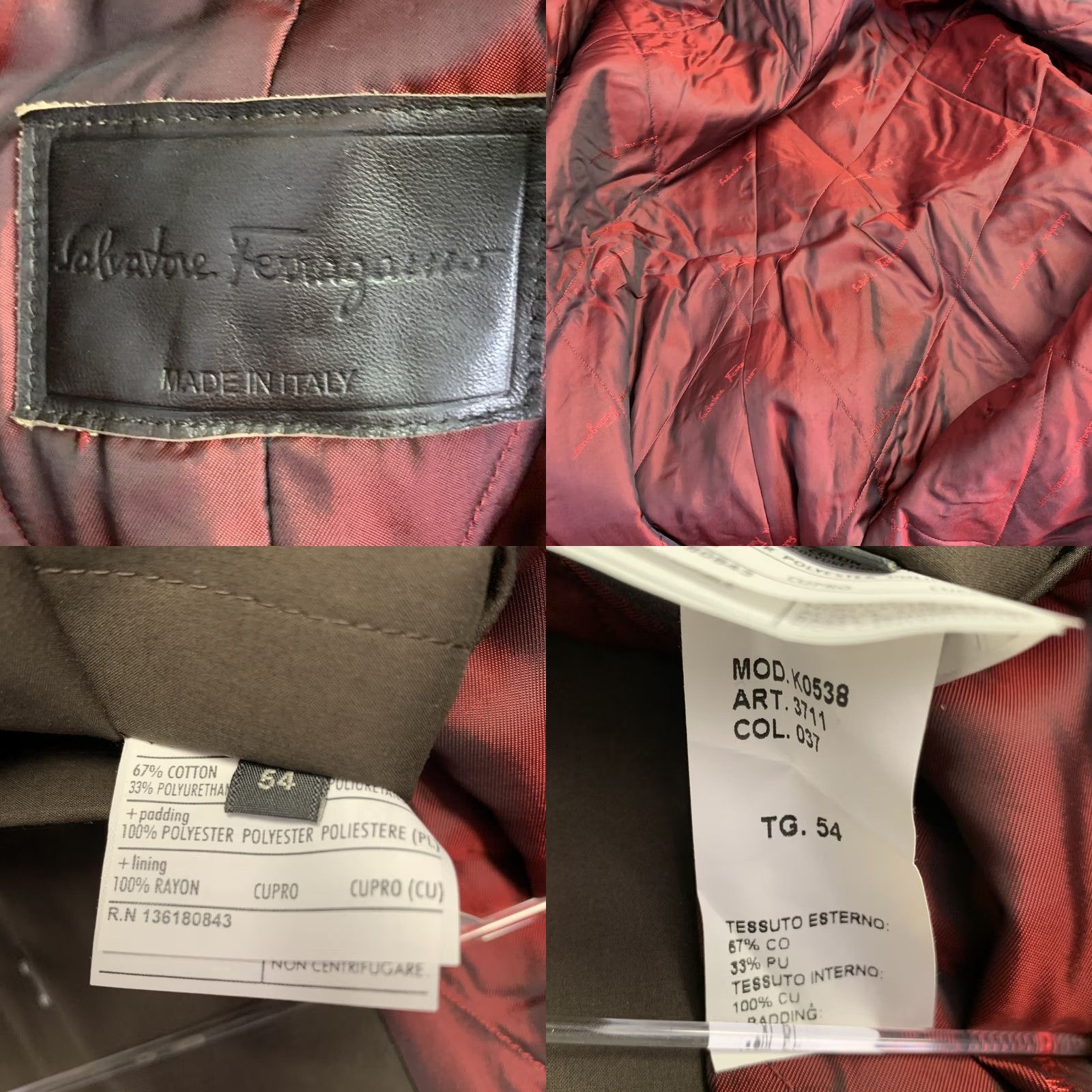 Salvatore Ferragamo SALVATORE FERRAGAMO Coat Brown Cotton Blend Size 44 Mens Size US S / EU 44-46 / 1 - 8 Thumbnail