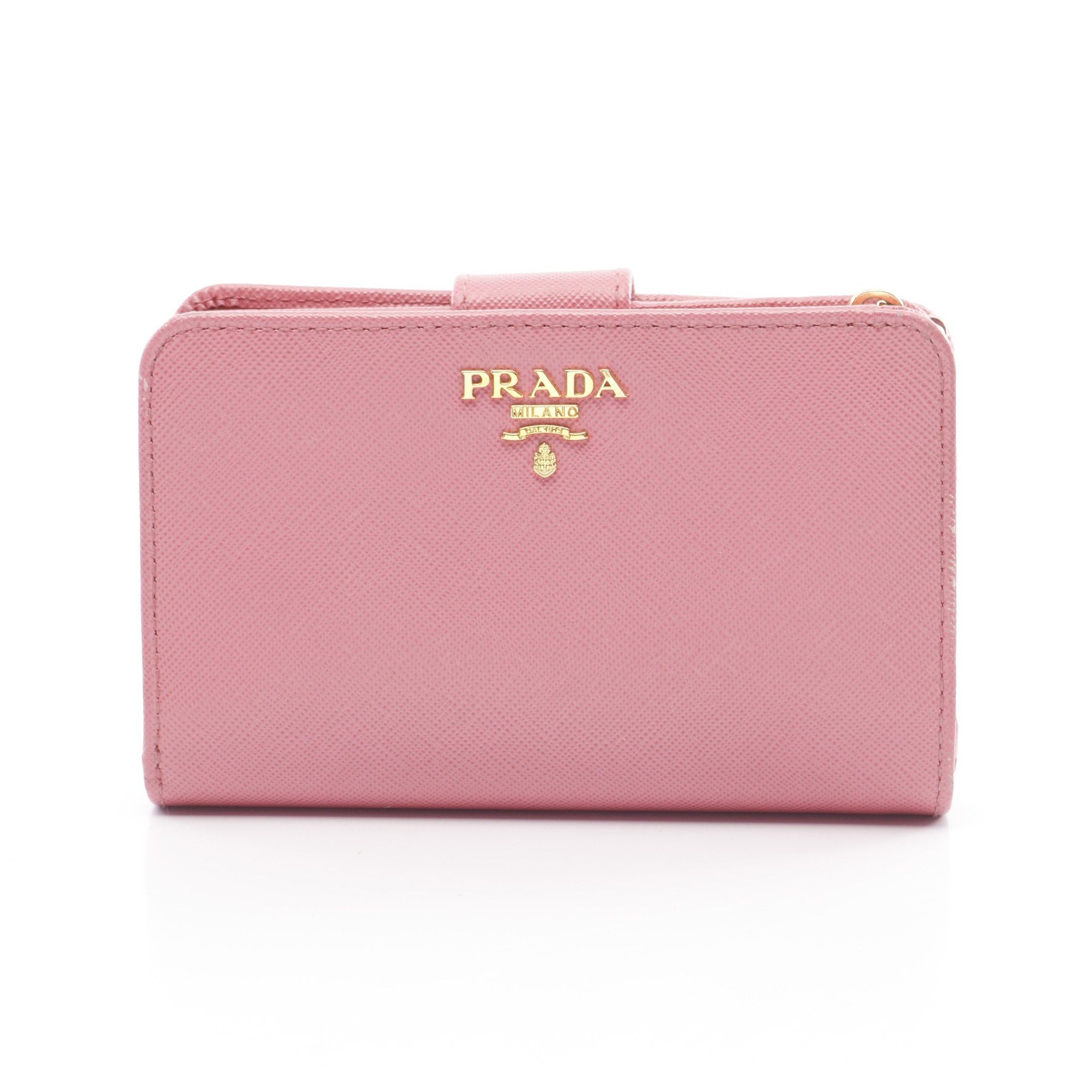 Prada Prada Saffiano Metal Bi-Fold Wallet Leather Pink Size ONE SIZE - 1 Thumbnail