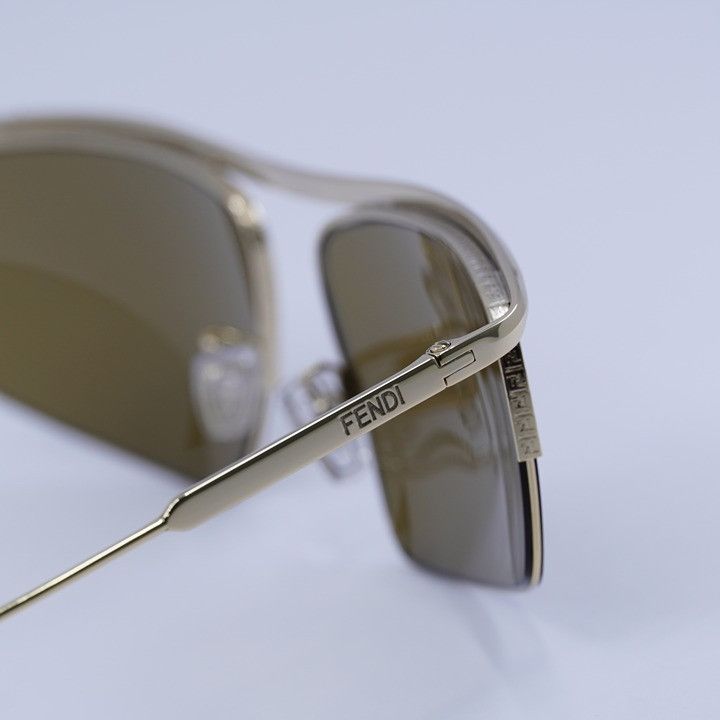 Fendi Fendi FE40141U 32E Sunglasses Gold Rectangle Frame Size ONE SIZE - 10 Thumbnail