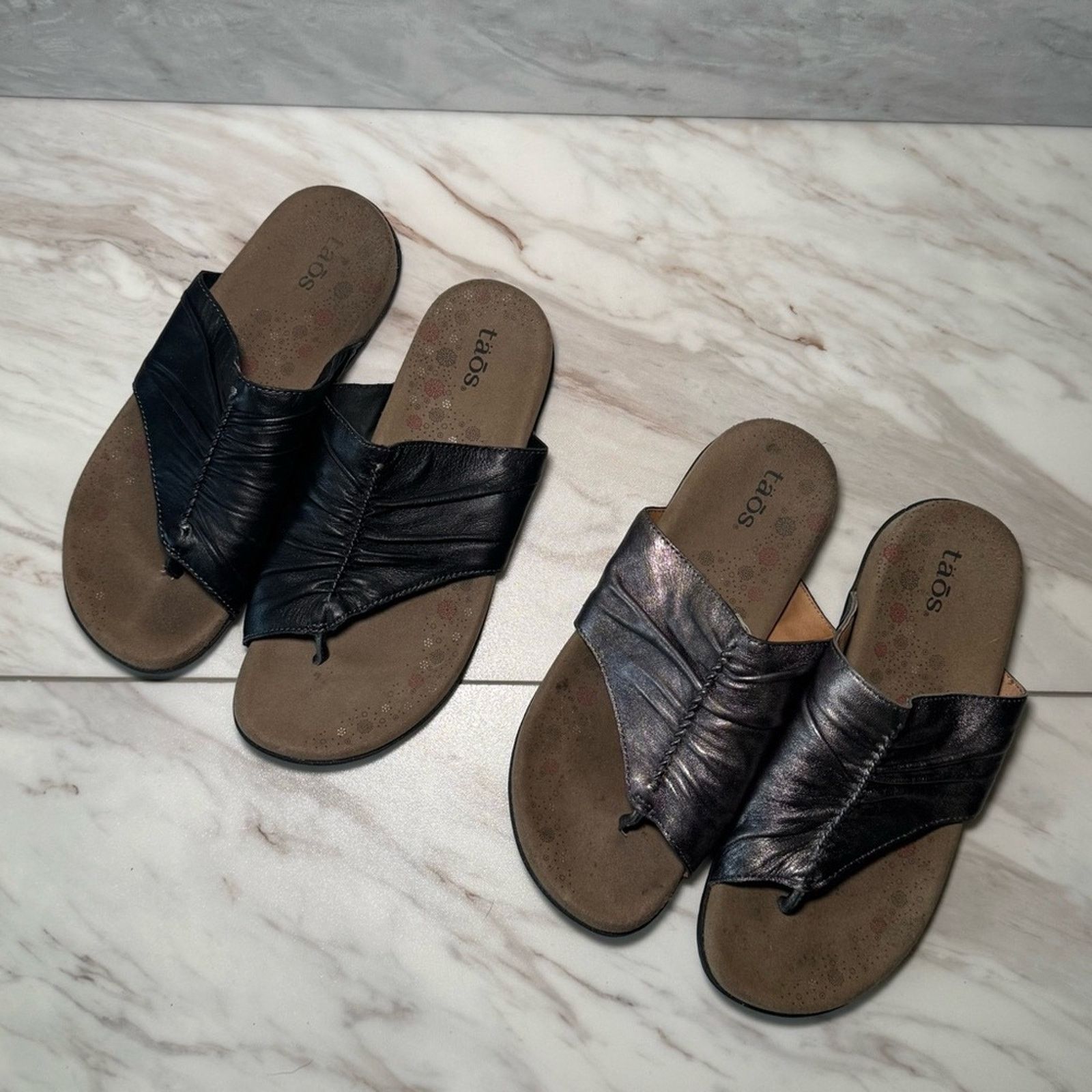 Taos Taos Gift 2 Sandals Black & Metallic Gray Women’s Size 6 Size US 6 / IT 36 - 1 Thumbnail